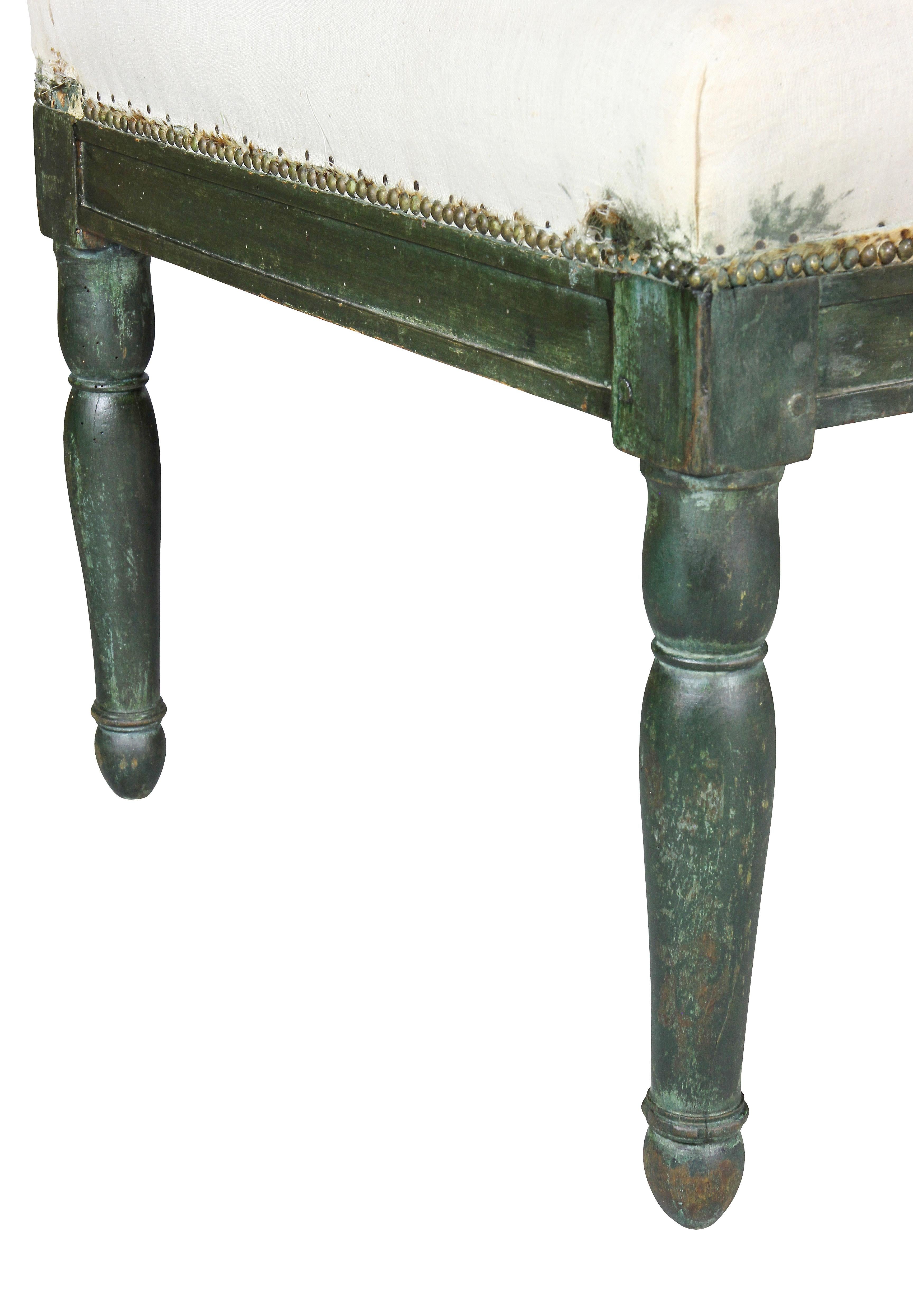 French Restauration Green Painted Bench In Good Condition In Essex, MA