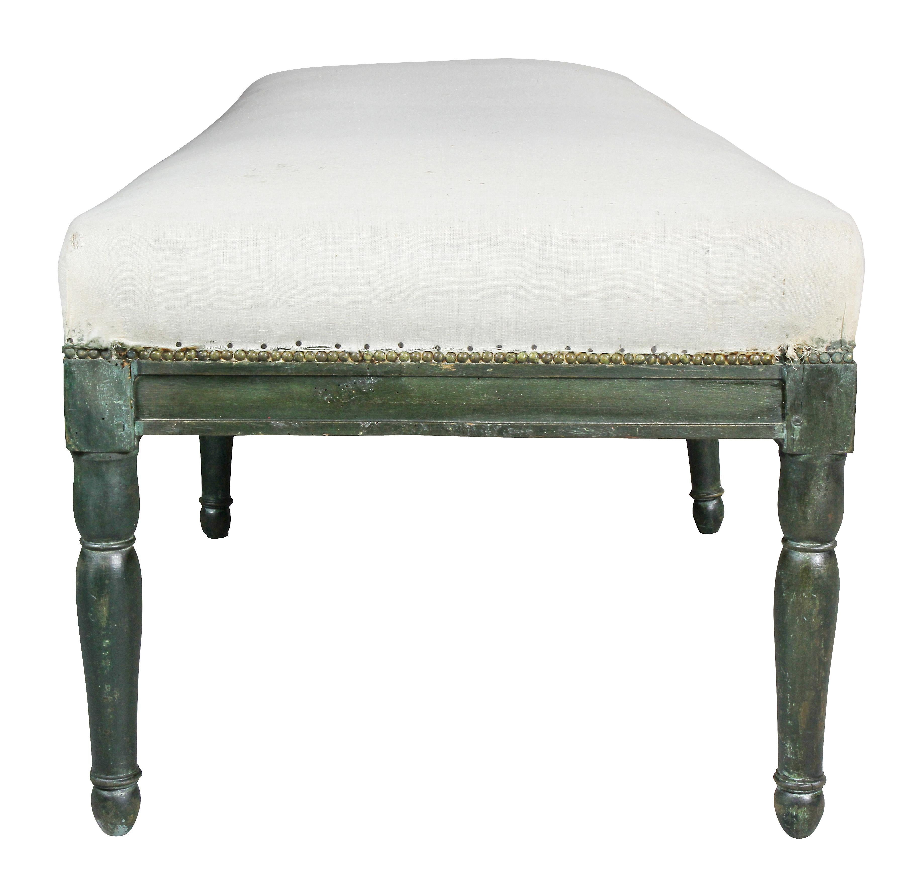 Wood French Restauration Green Painted Bench