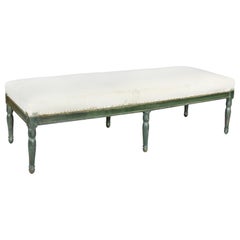 French Restauration Green Painted Bench