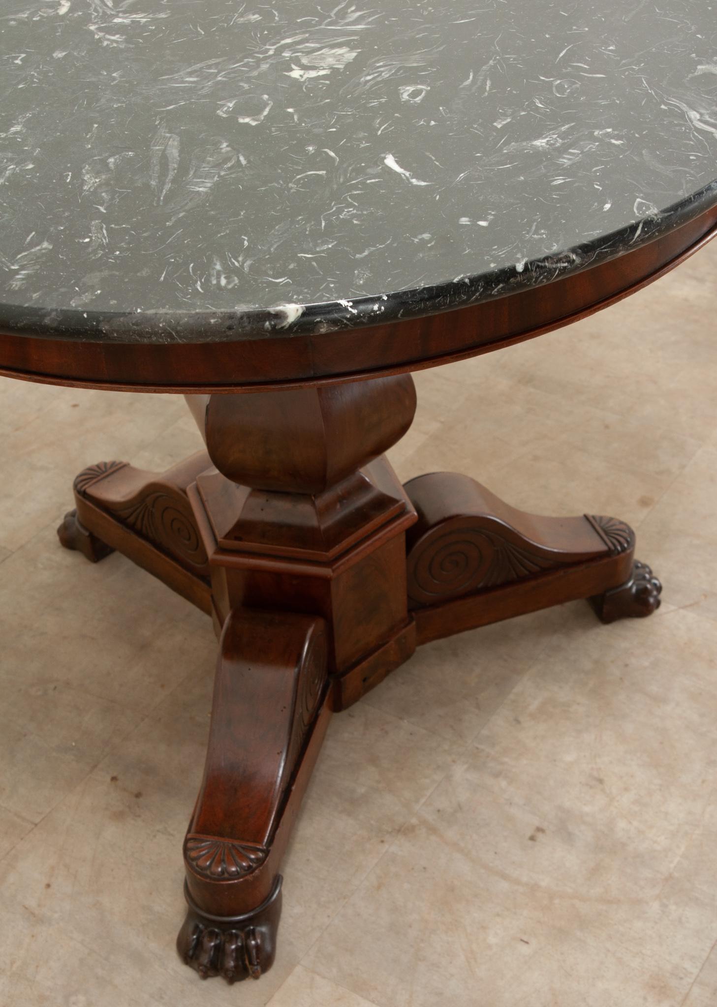 French Restauration Mahogany & Marble Gueridon For Sale 5