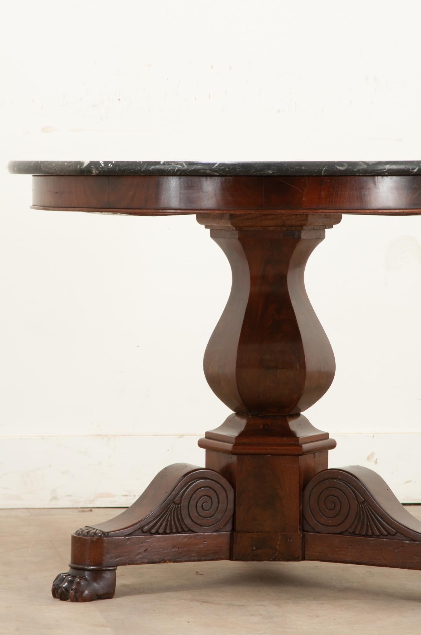 French Restauration Mahogany & Marble Gueridon In Good Condition In Baton Rouge, LA