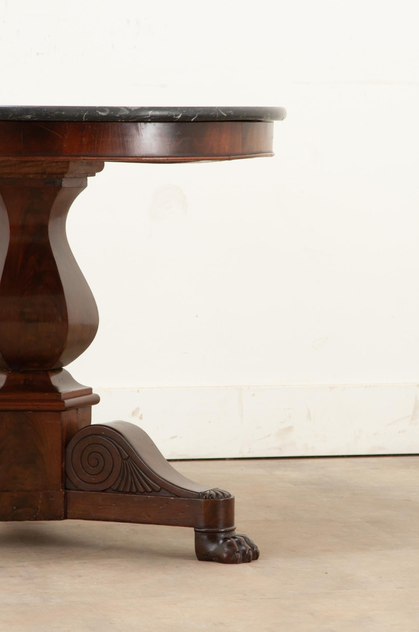 19th Century French Restauration Mahogany & Marble Gueridon For Sale