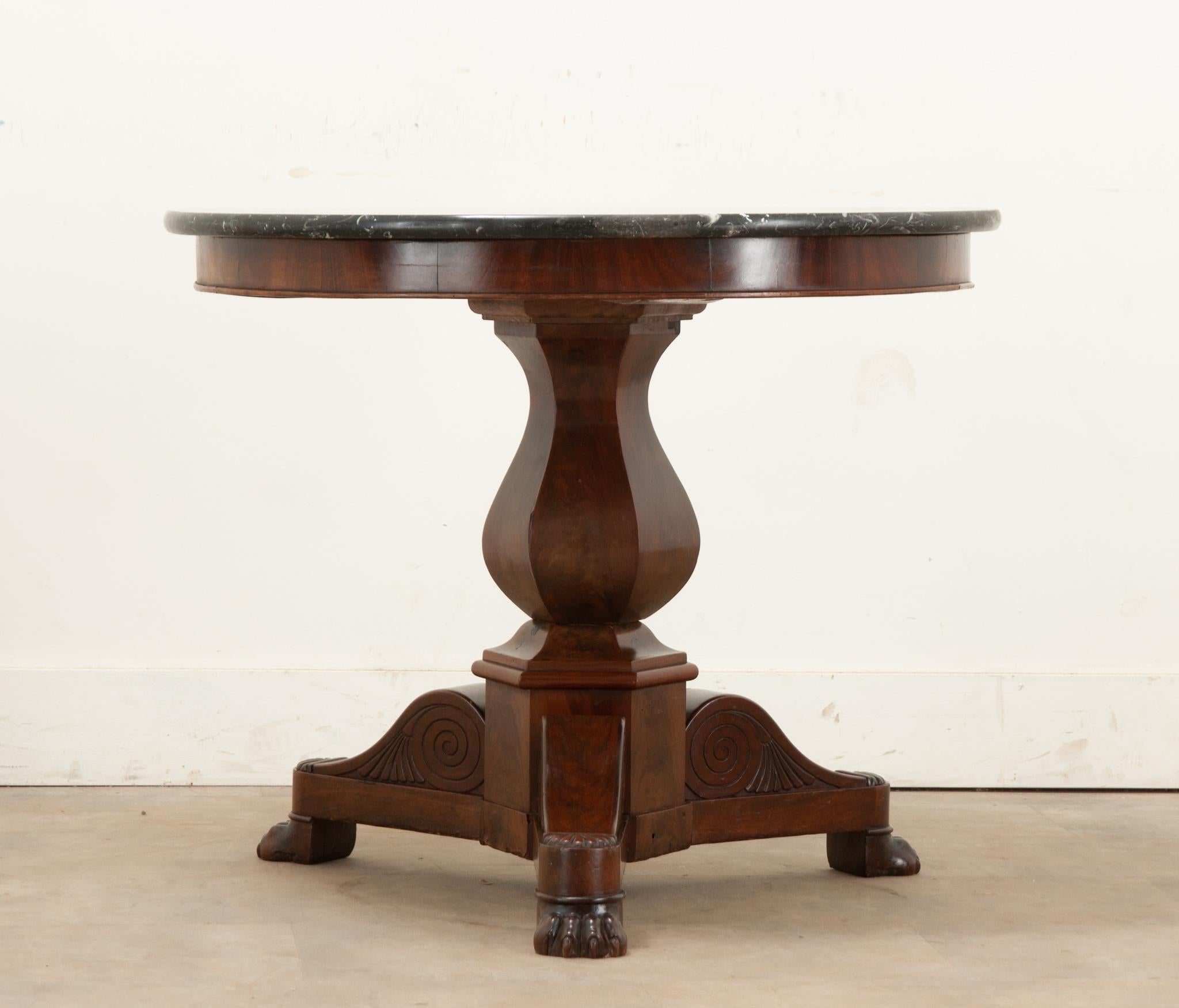 French Restauration Mahogany & Marble Gueridon For Sale 3