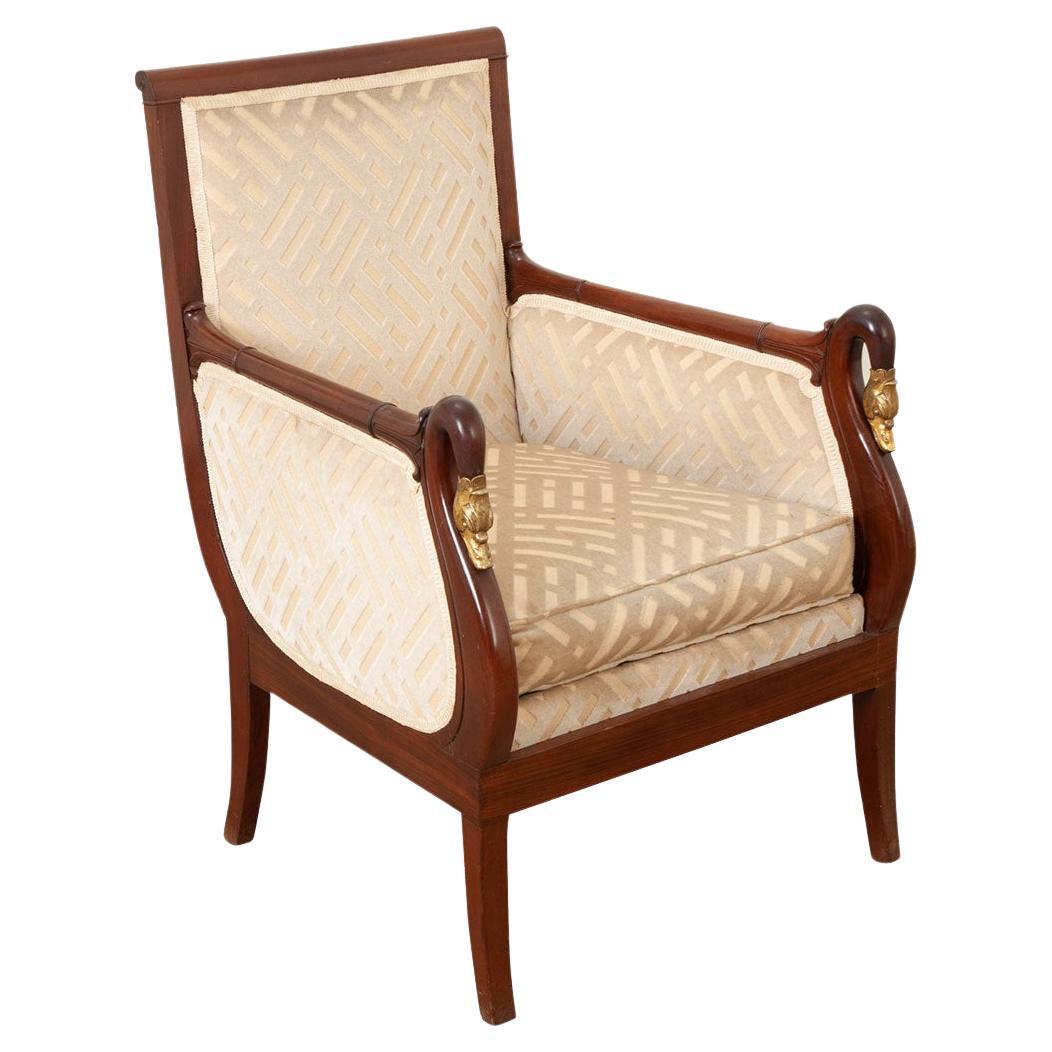French Restauration Mahogany Single Bergere For Sale