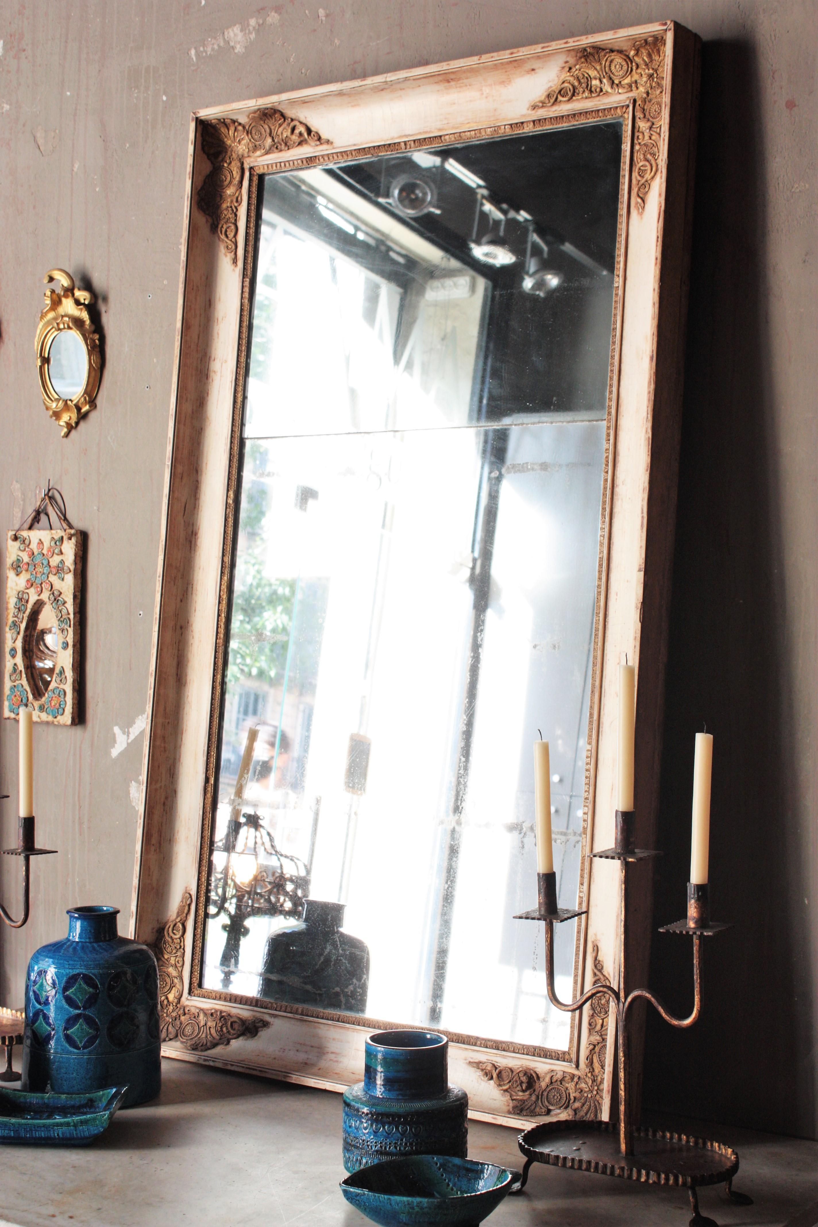 French Restauration Parcel Gilt Rectangular Wall Mirror For Sale 5