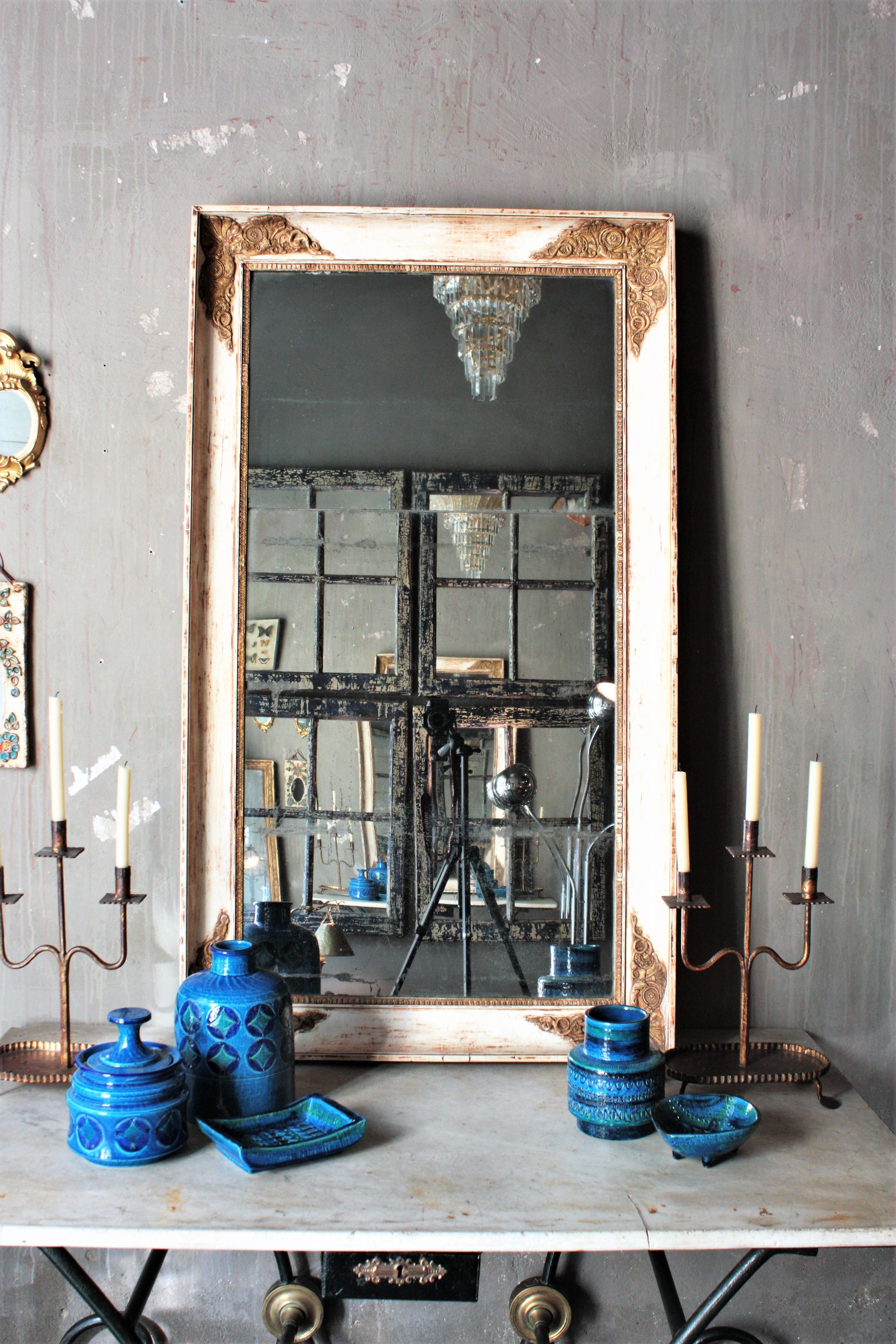 French Restauration Parcel Gilt Rectangular Wall Mirror For Sale 6