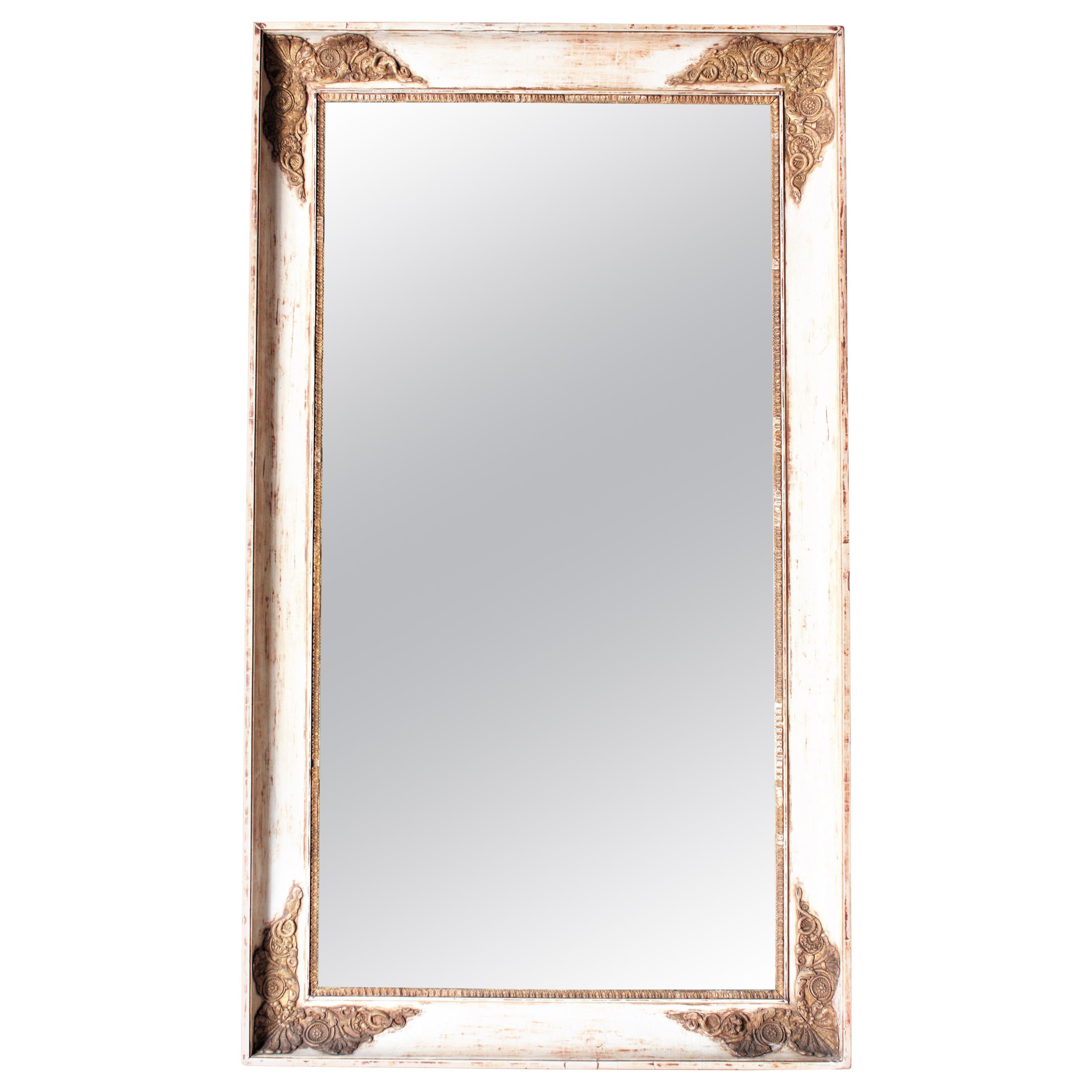 French Restauration Parcel Gilt Rectangular Wall Mirror For Sale