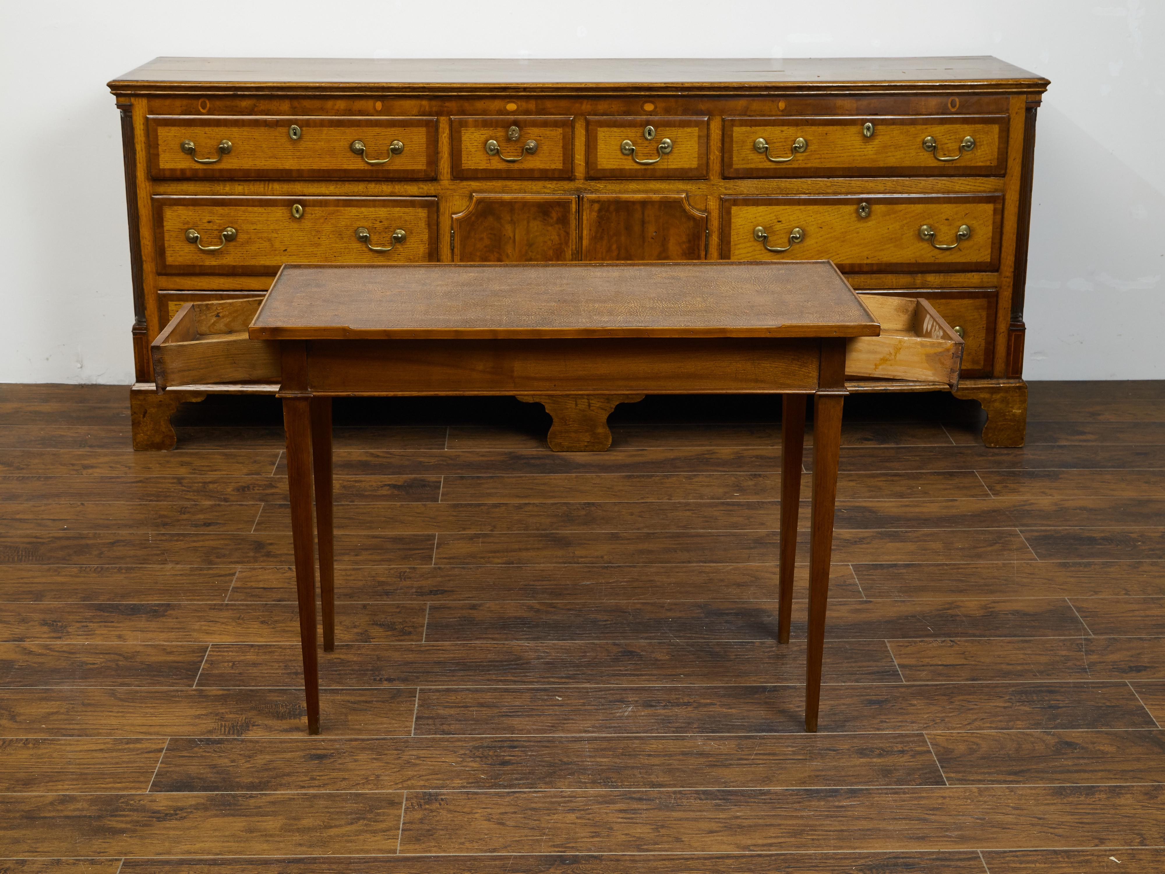 French Restauration Period 1820s Side Table with Leather Top and Lateral Drawer For Sale 6