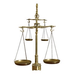 French Restauration Period Cast Brass Double Scale & Weights, ca. 1825