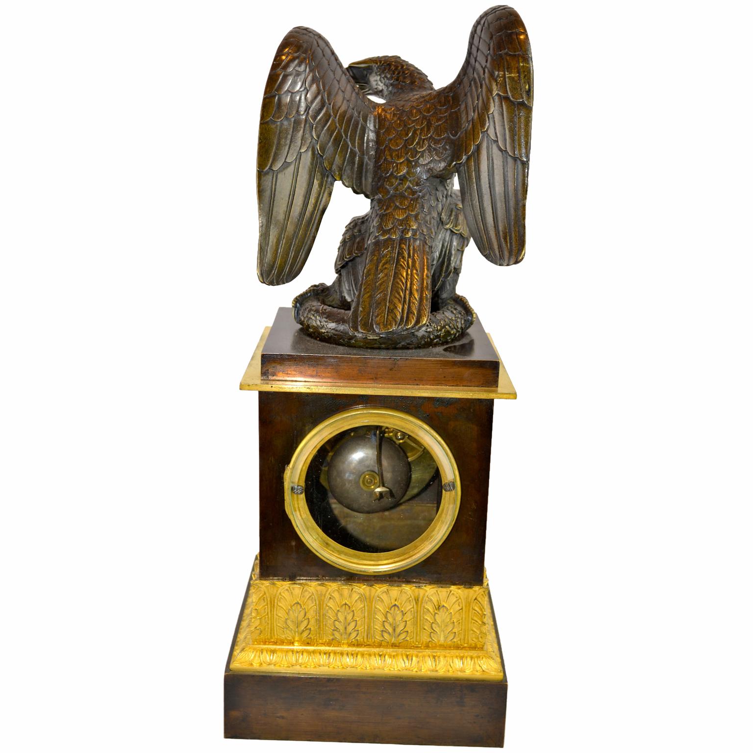 Early 19th Century French Restauration Period Eagle Clock For Sale