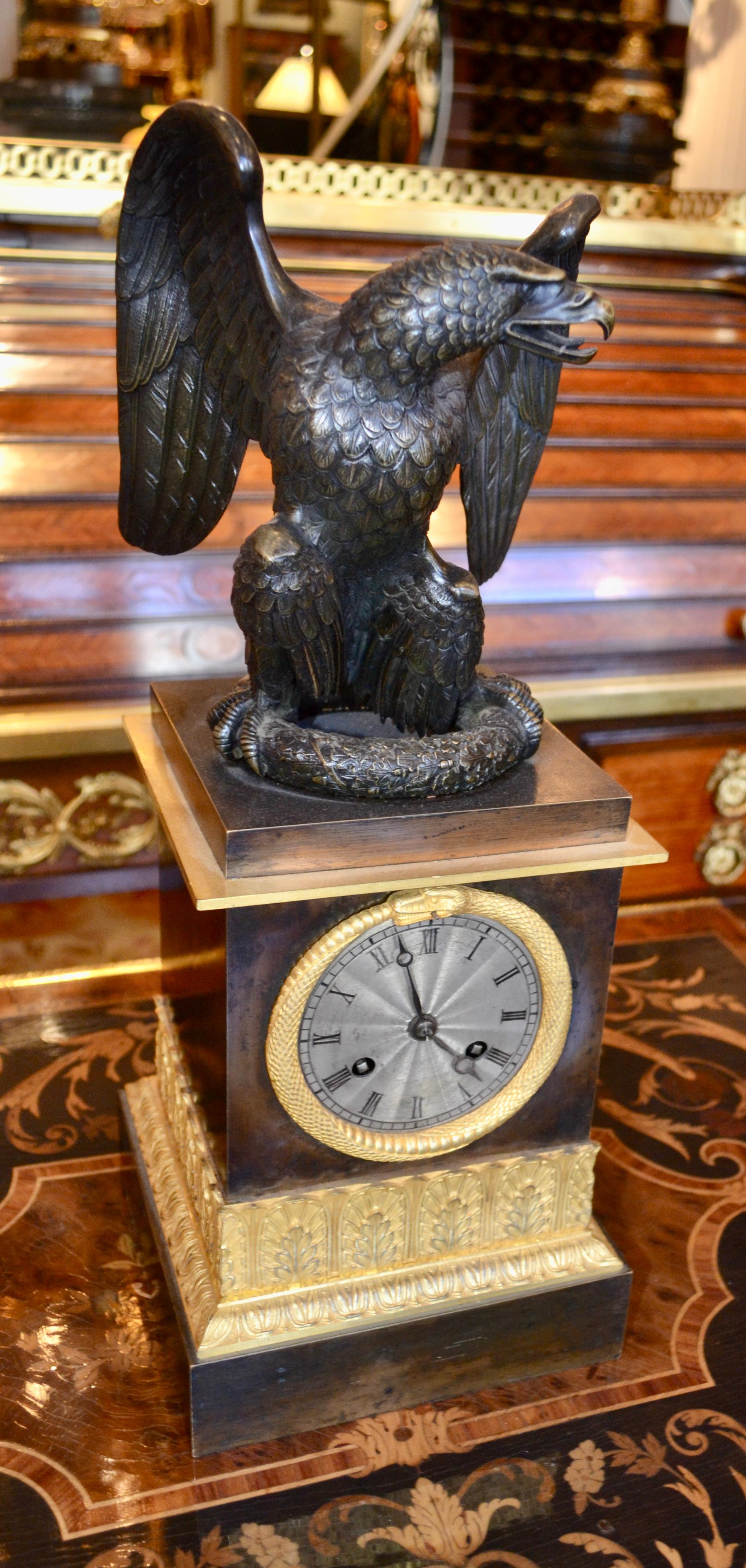 French Restauration Period Eagle Clock For Sale 1