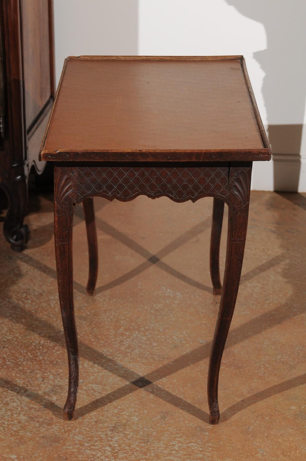 French Restauration Period Early 19th Century Oak Side Table with Diamond Motifs 7