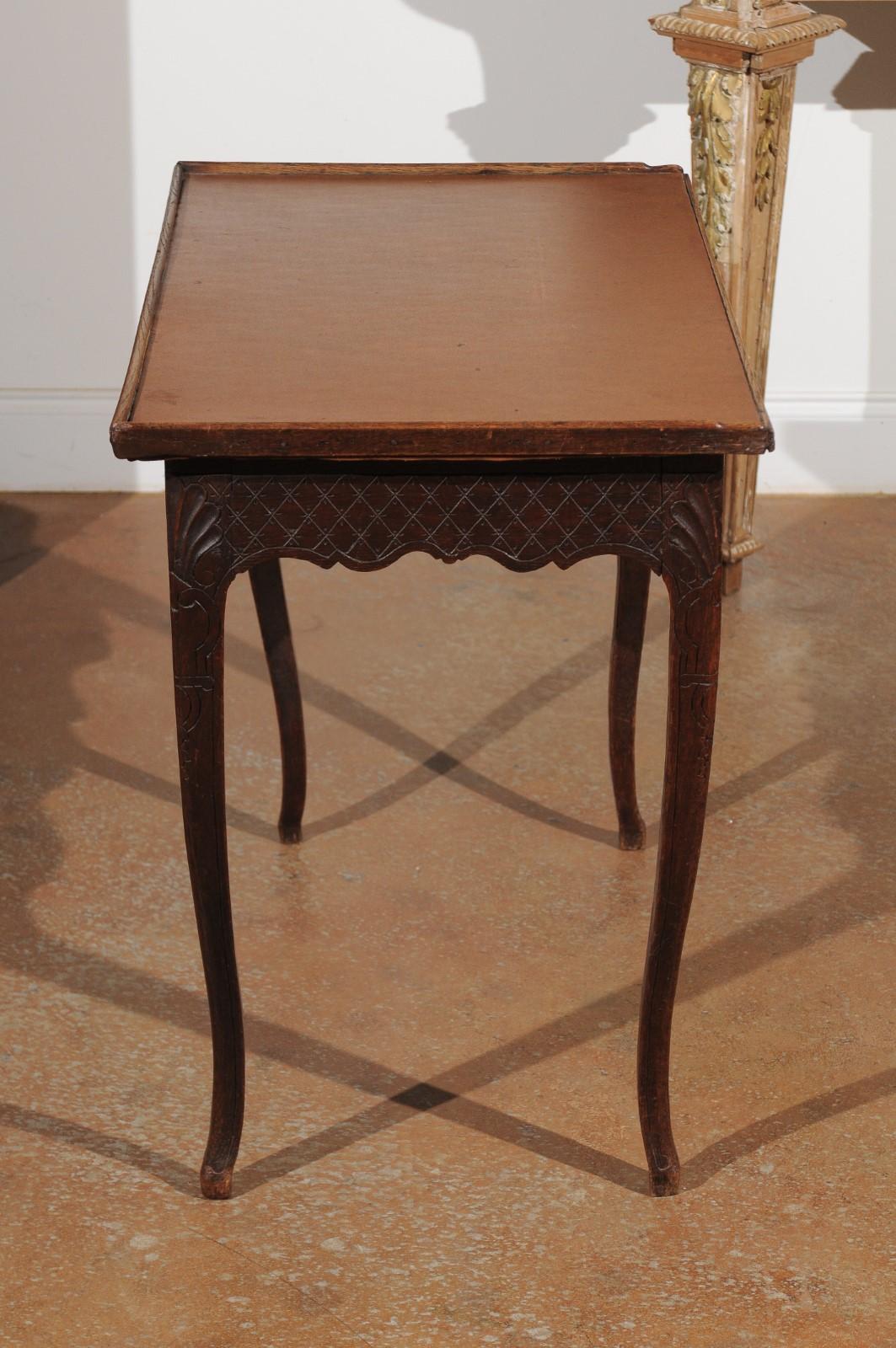 French Restauration Period Early 19th Century Oak Side Table with Diamond Motifs 4