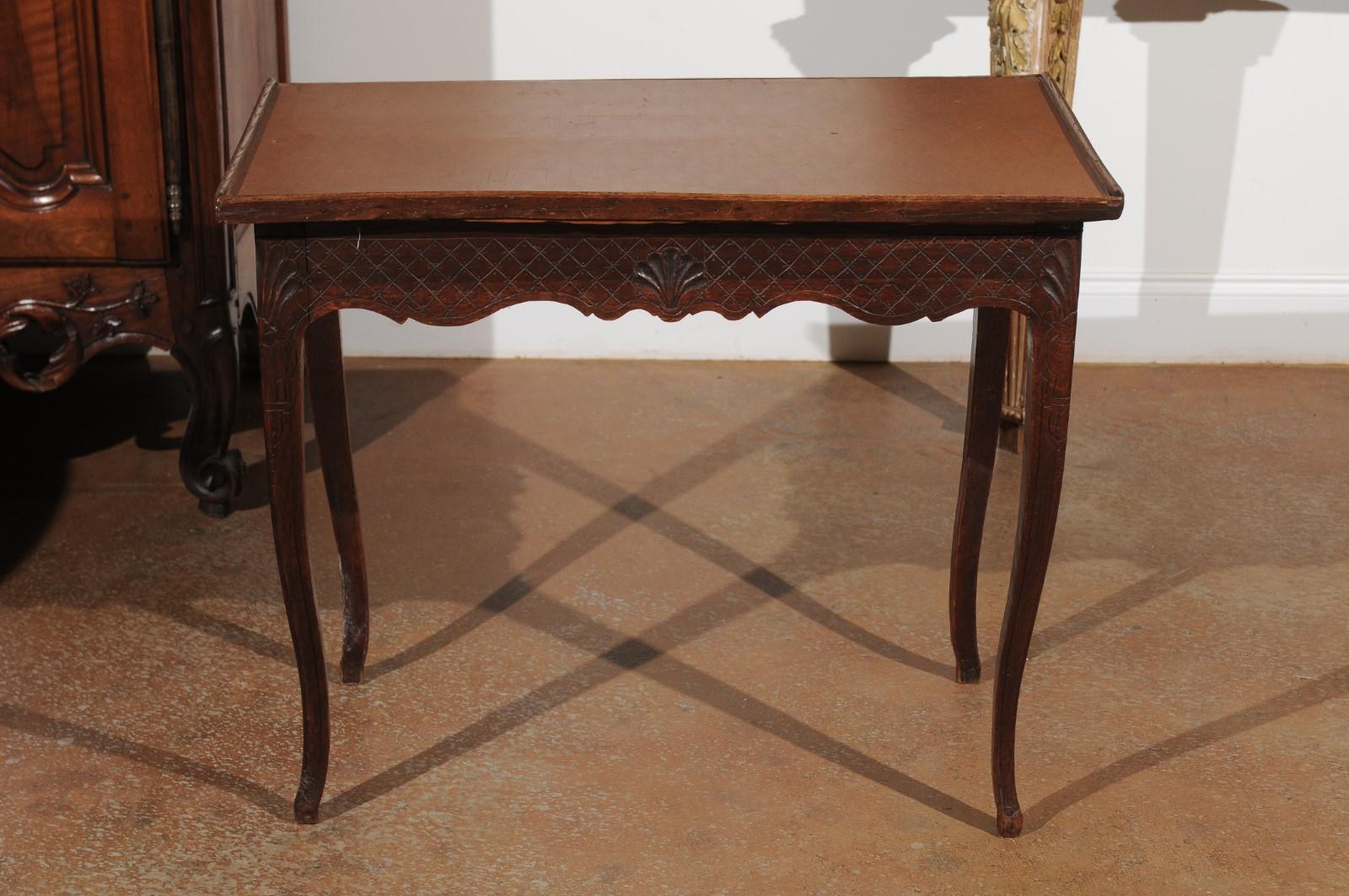 French Restauration Period Early 19th Century Oak Side Table with Diamond Motifs 5