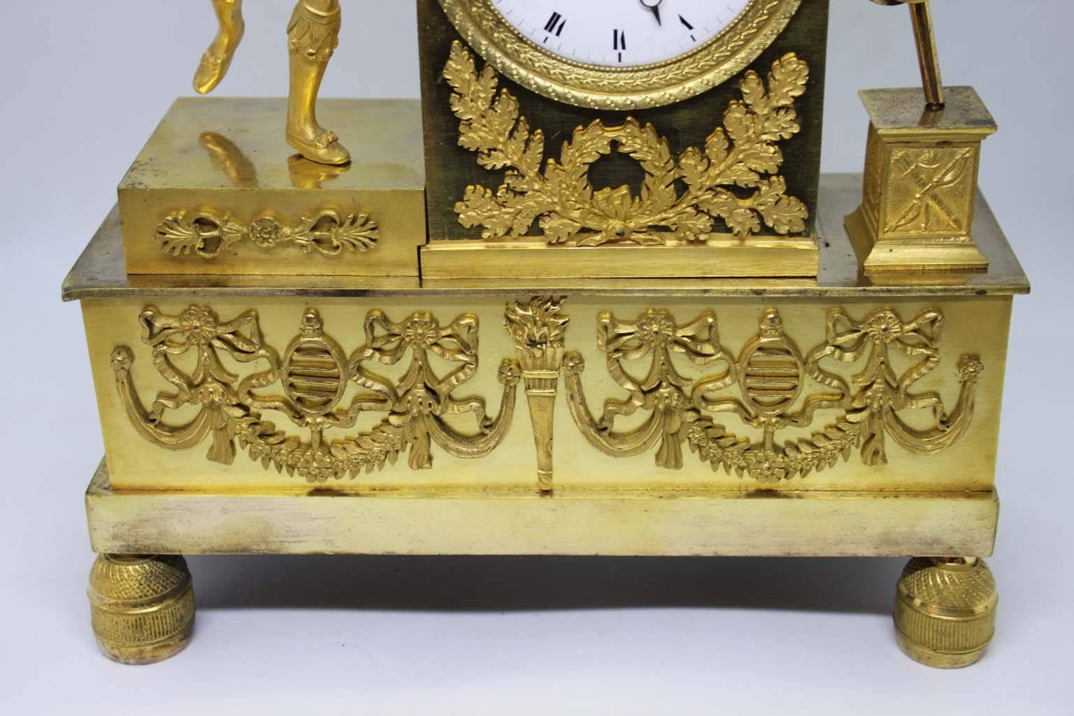 French Restauration Period Gilt Bronze Clock For Sale 7