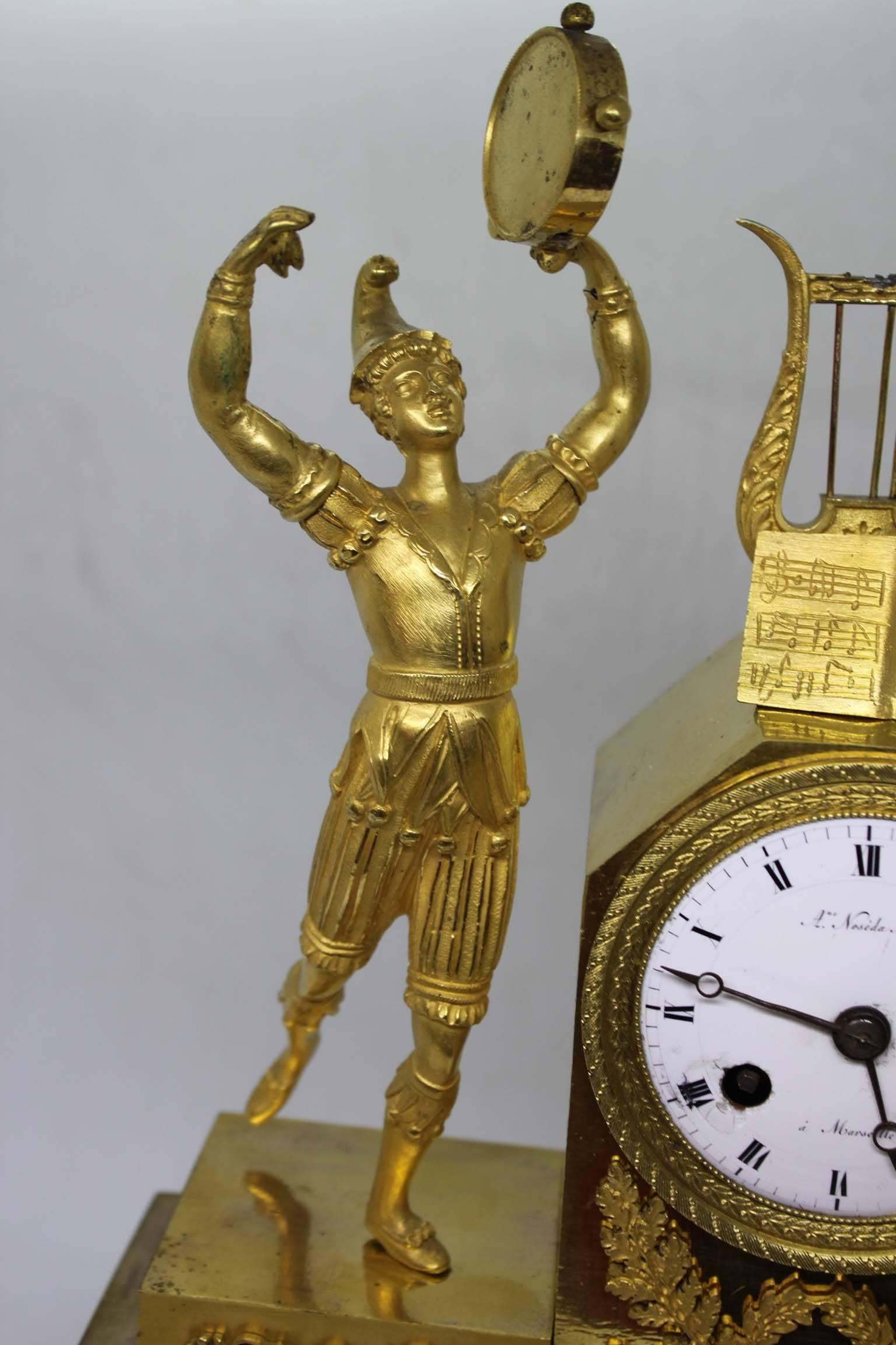French Restauration Period Gilt Bronze Clock For Sale 4