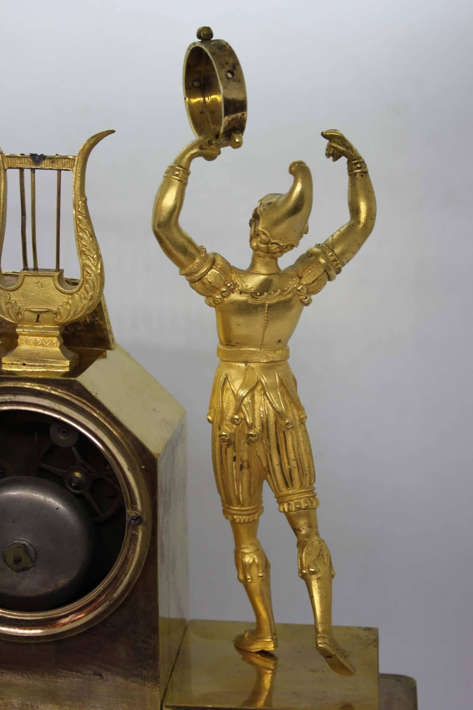 French Restauration Period Gilt Bronze Clock For Sale 5