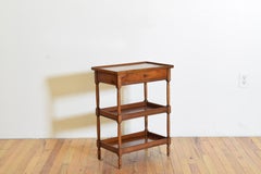 French Restauration Period Light Walnut 1-Drawer Etagere Table, early 19th cen.
