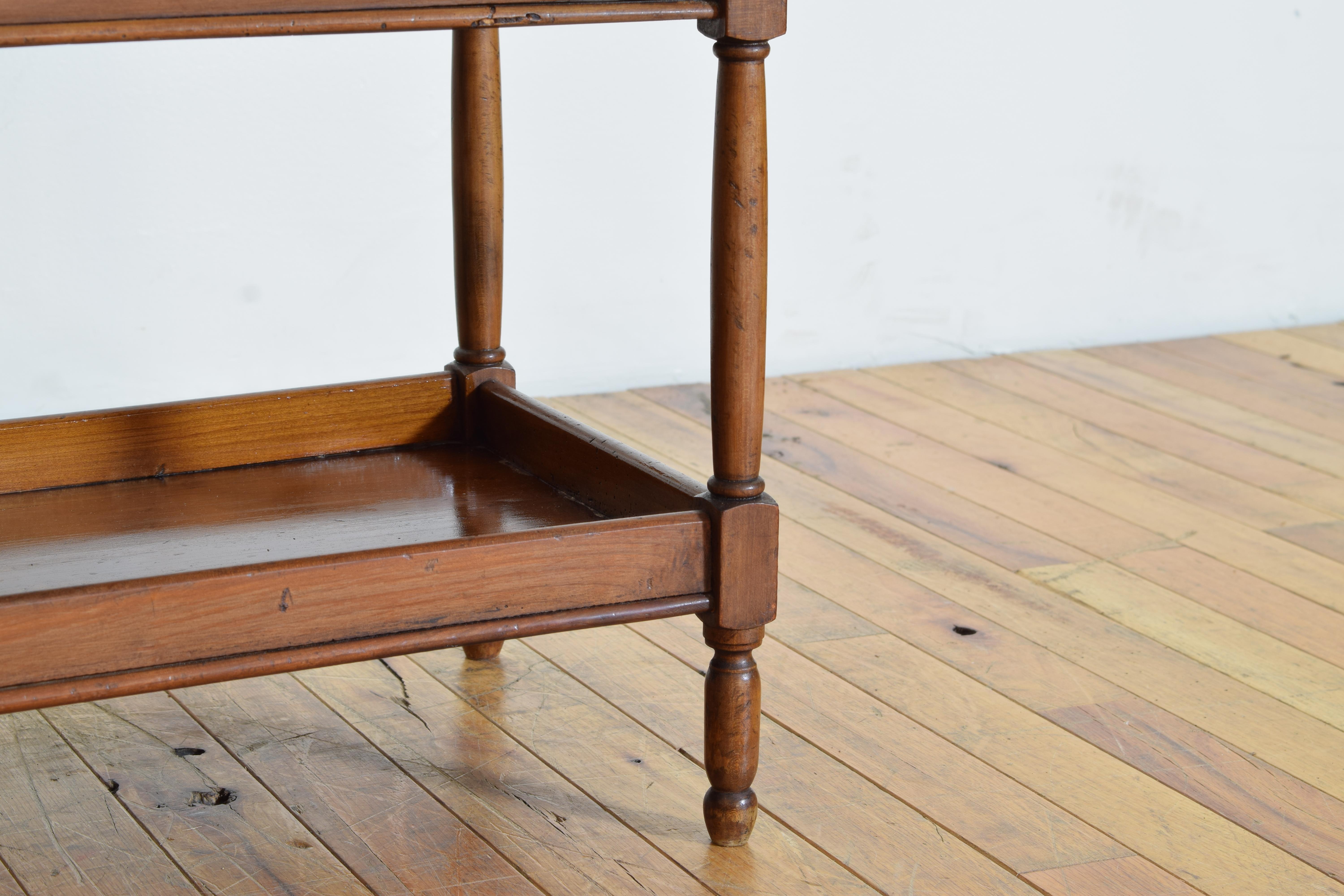 French Restauration Period Light Walnut 1-Drawer Etagere Table, early 19th cen. 1