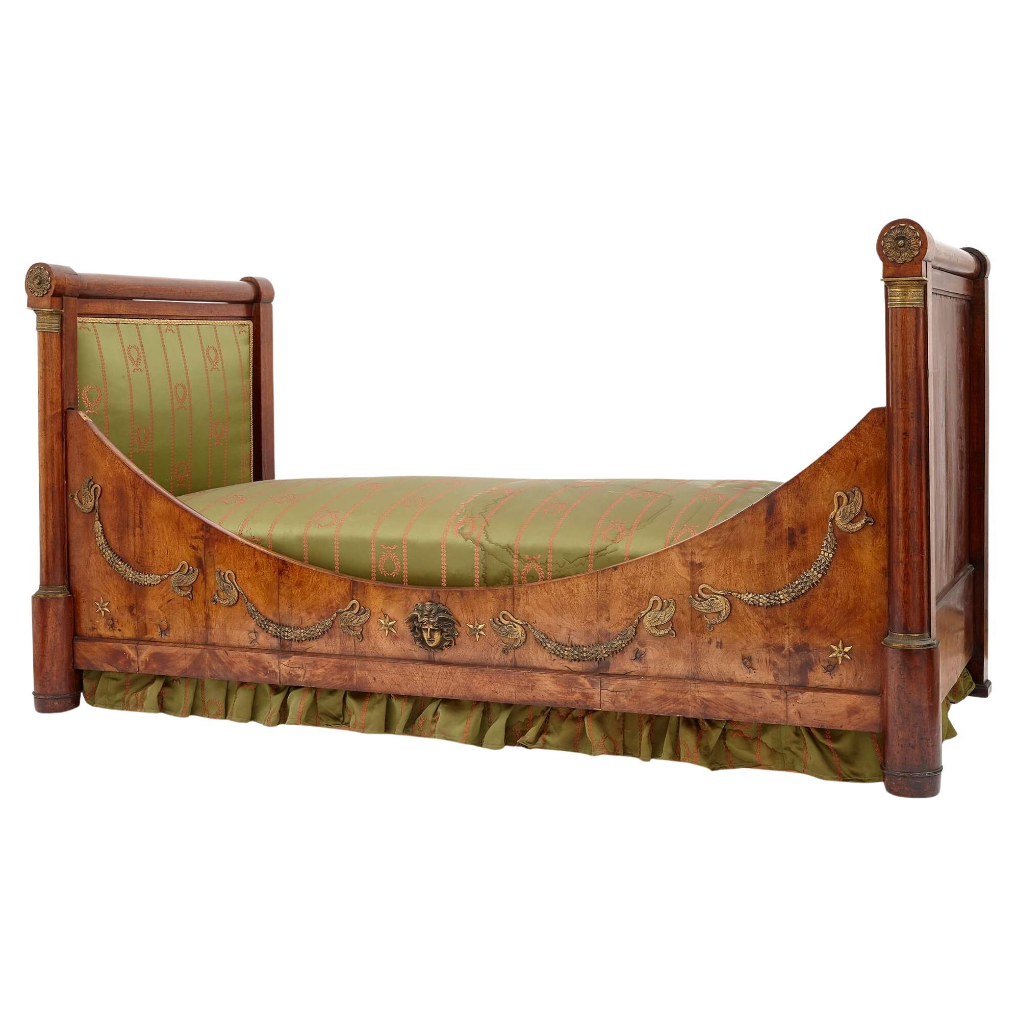 French Restauration Period Mahogany and Gilt Bronze Daybed