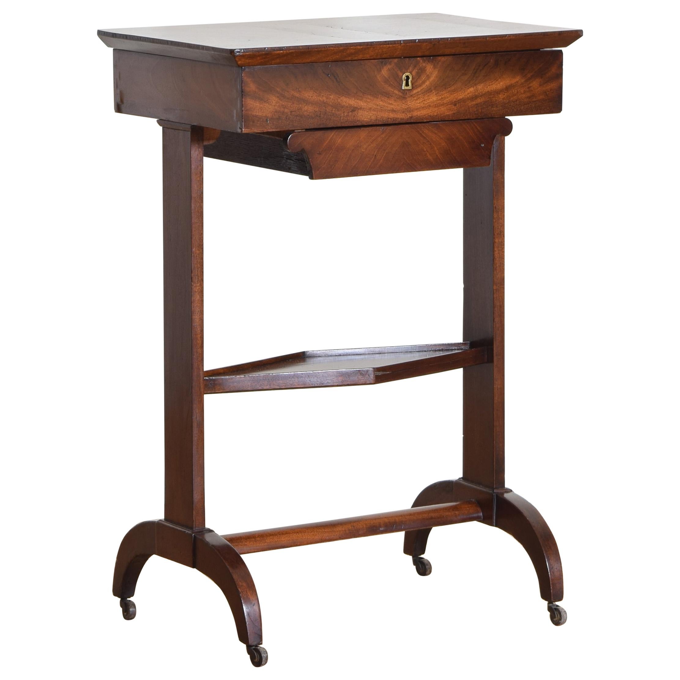 French Restauration Period Mahogany Hinged Top Vanity or Work Table, circa 1825 For Sale