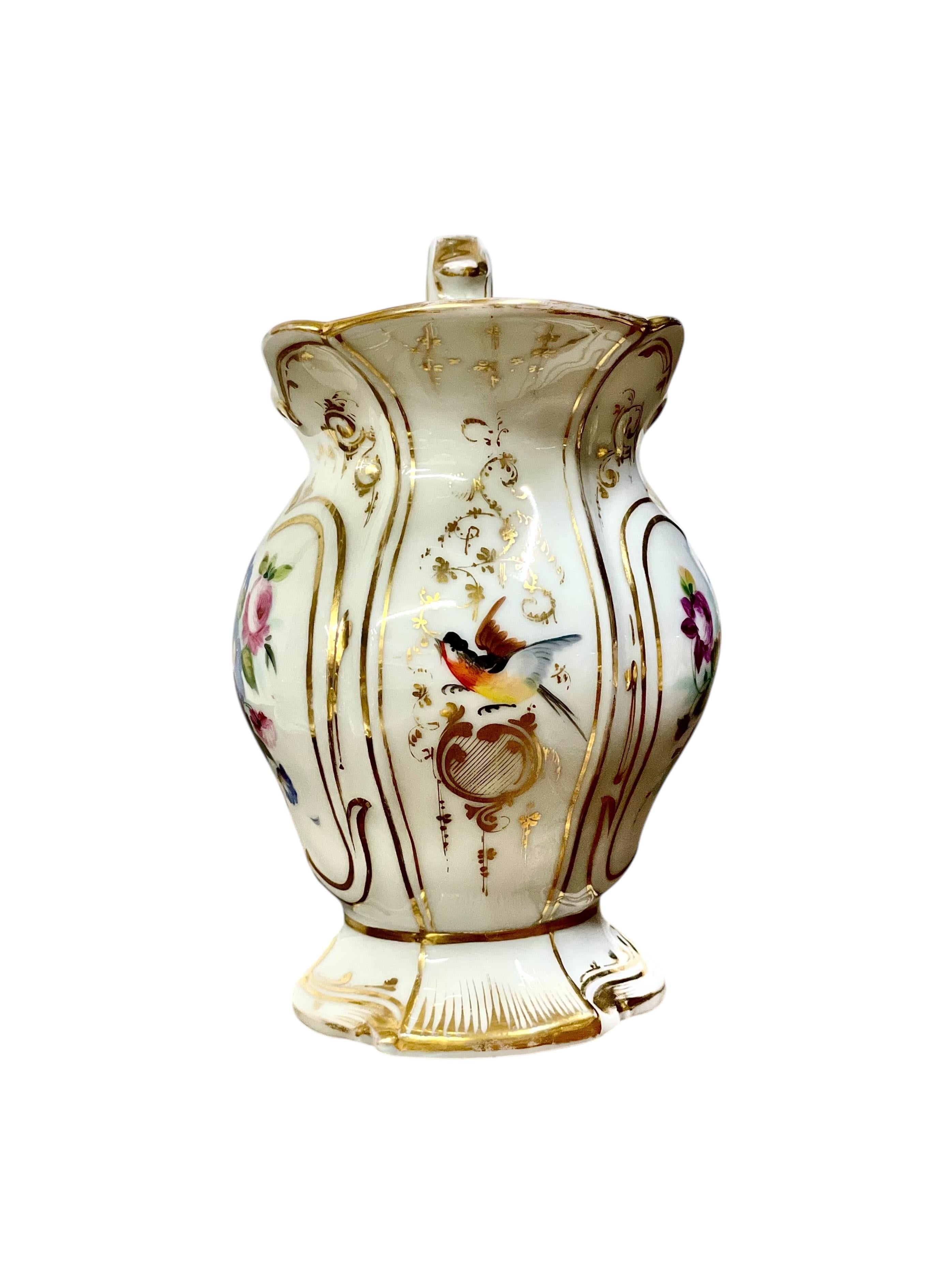 French Restauration Period Paris Porcelain Tea Set, Hand-Painted Gilded Accents For Sale 8