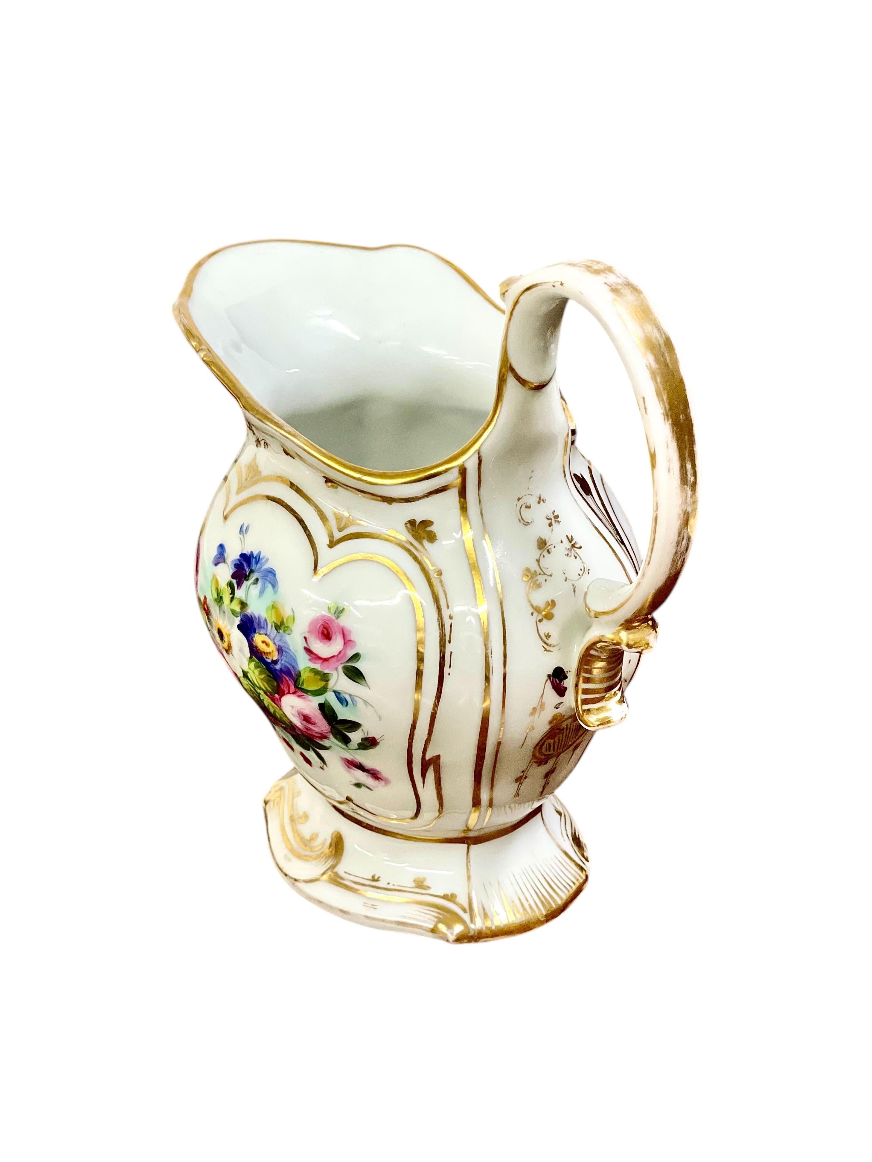 French Restauration Period Paris Porcelain Tea Set, Hand-Painted Gilded Accents For Sale 9