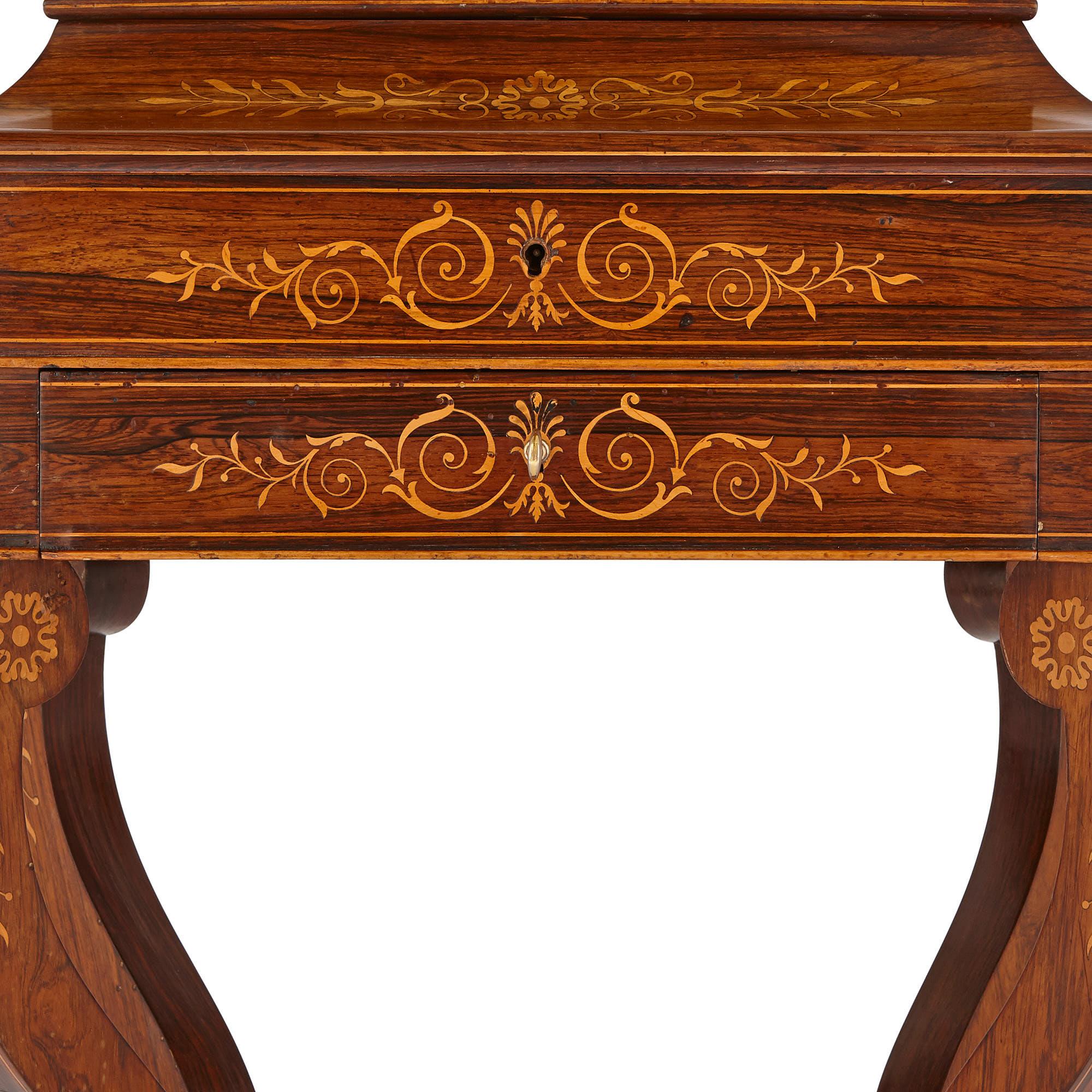 French Restauration Period Rosewood Marquetry Cabinet  For Sale 1