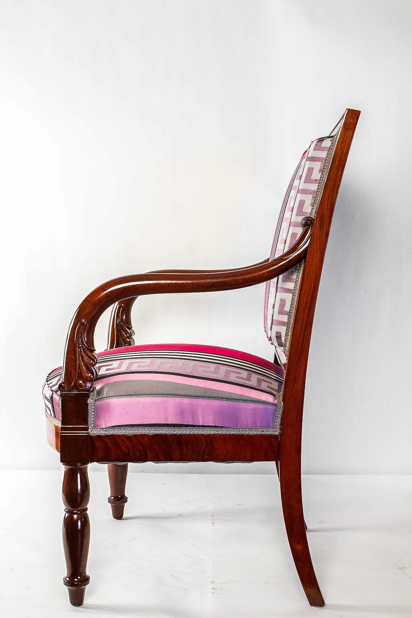 Stamped by Georges-Alphonse Jacob  Mahogany Pair of Armchairs, Circa 1830 For Sale 4