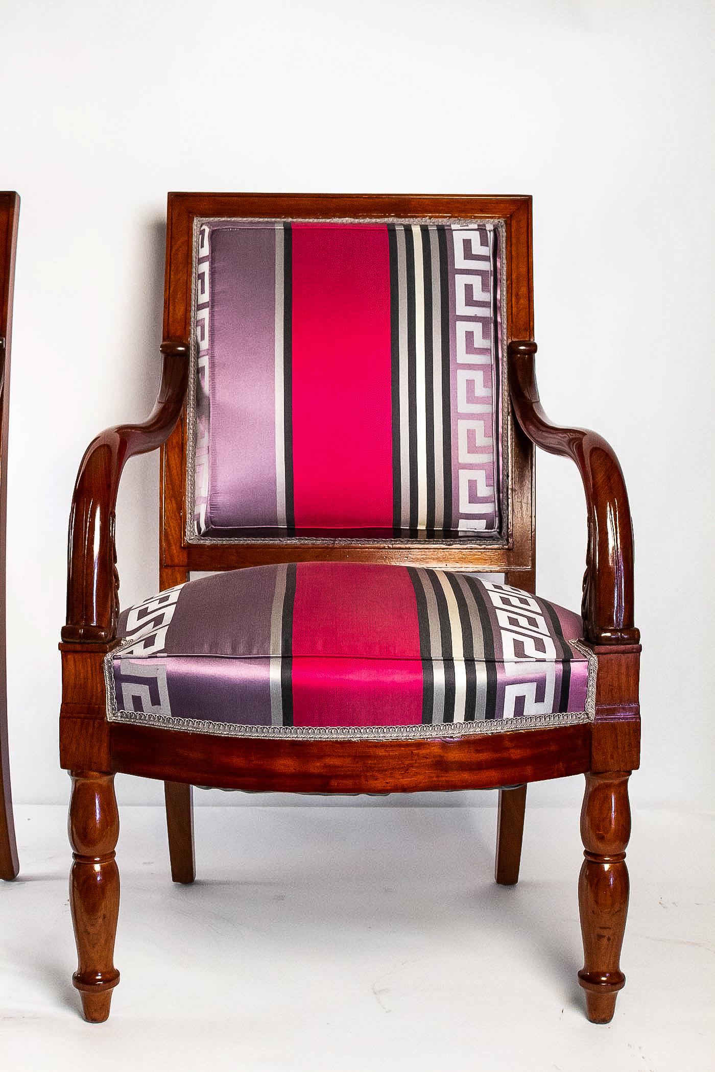 French Stamped by Georges-Alphonse Jacob  Mahogany Pair of Armchairs, Circa 1830 For Sale