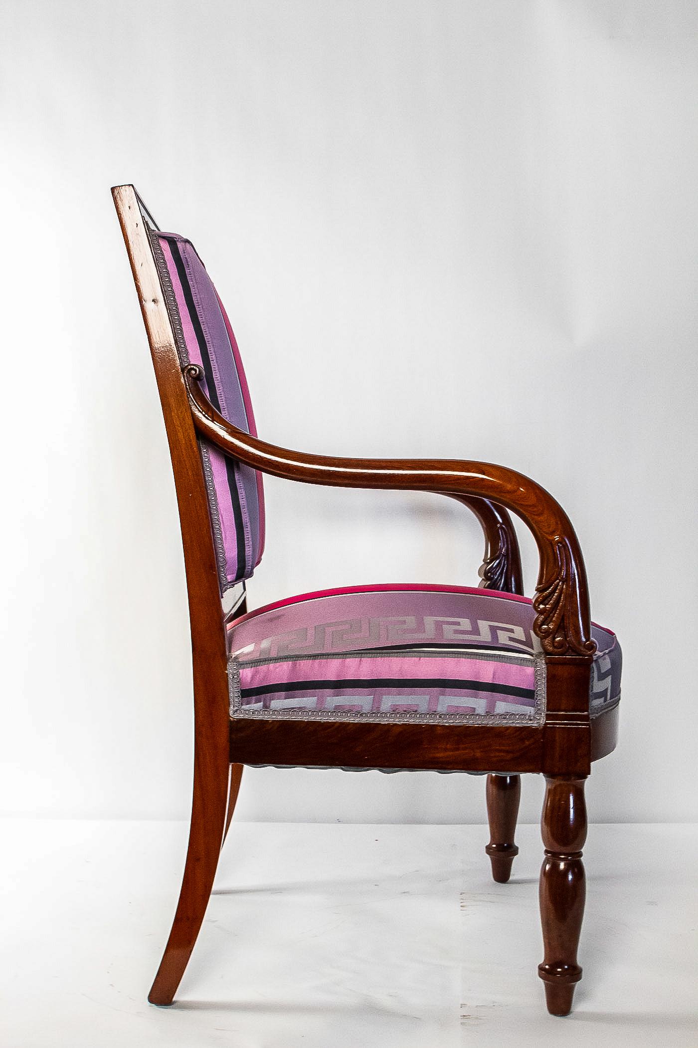 19th Century Stamped by Georges-Alphonse Jacob  Mahogany Pair of Armchairs, Circa 1830 For Sale