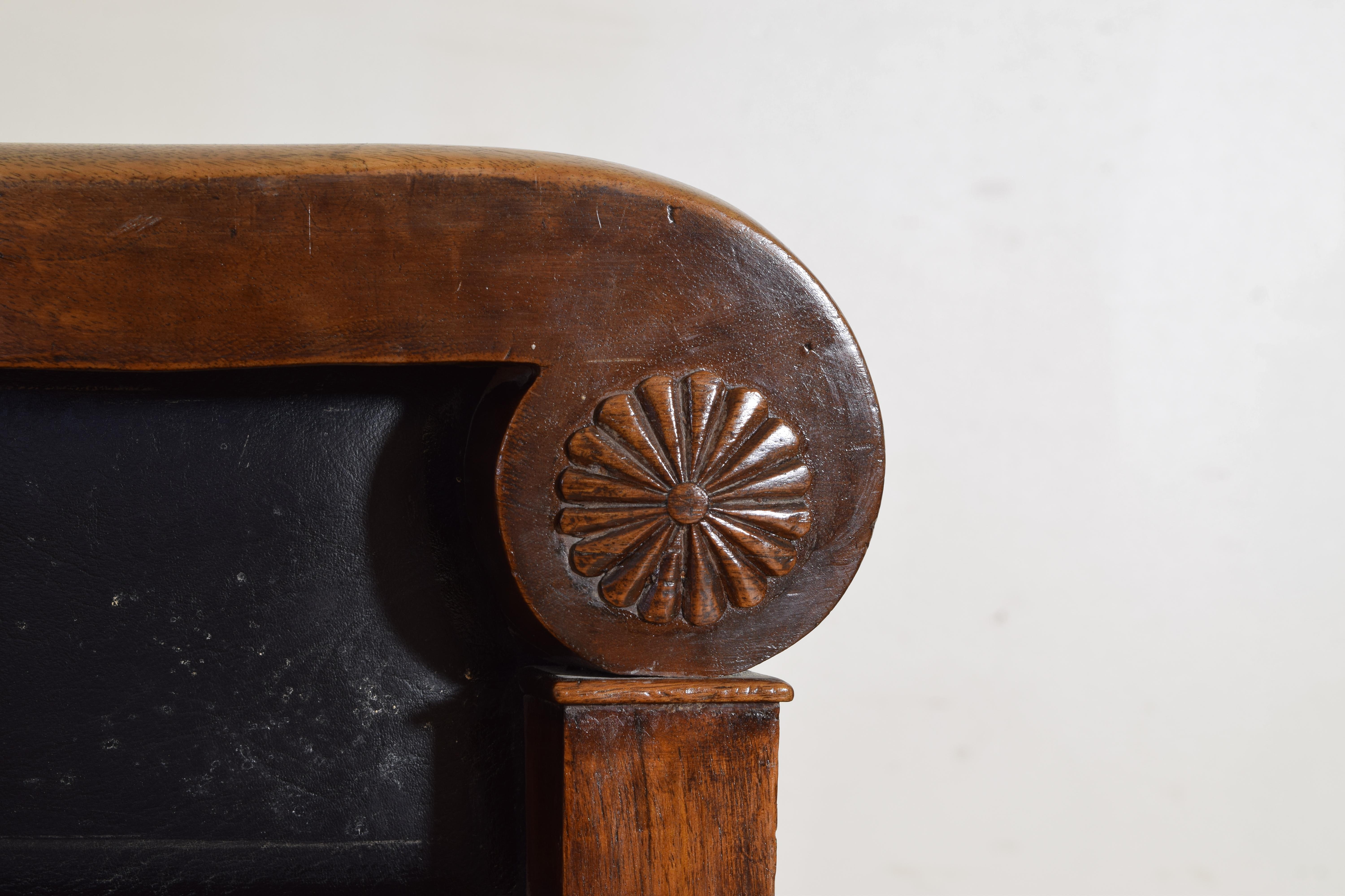French Restauration Period Walnut and Leather Swivel Desk Chair, ca. 1815-1830 4