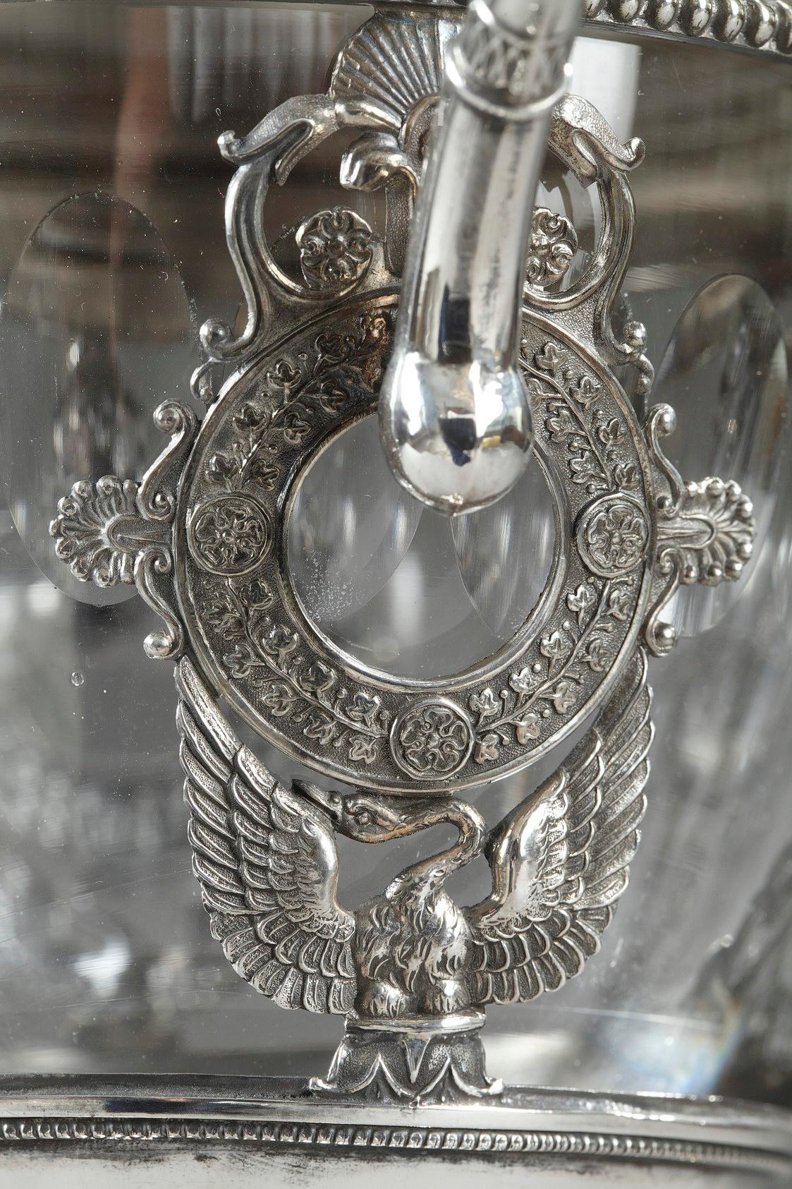 French Restauration Silver and Crystal Candy Dish For Sale 8