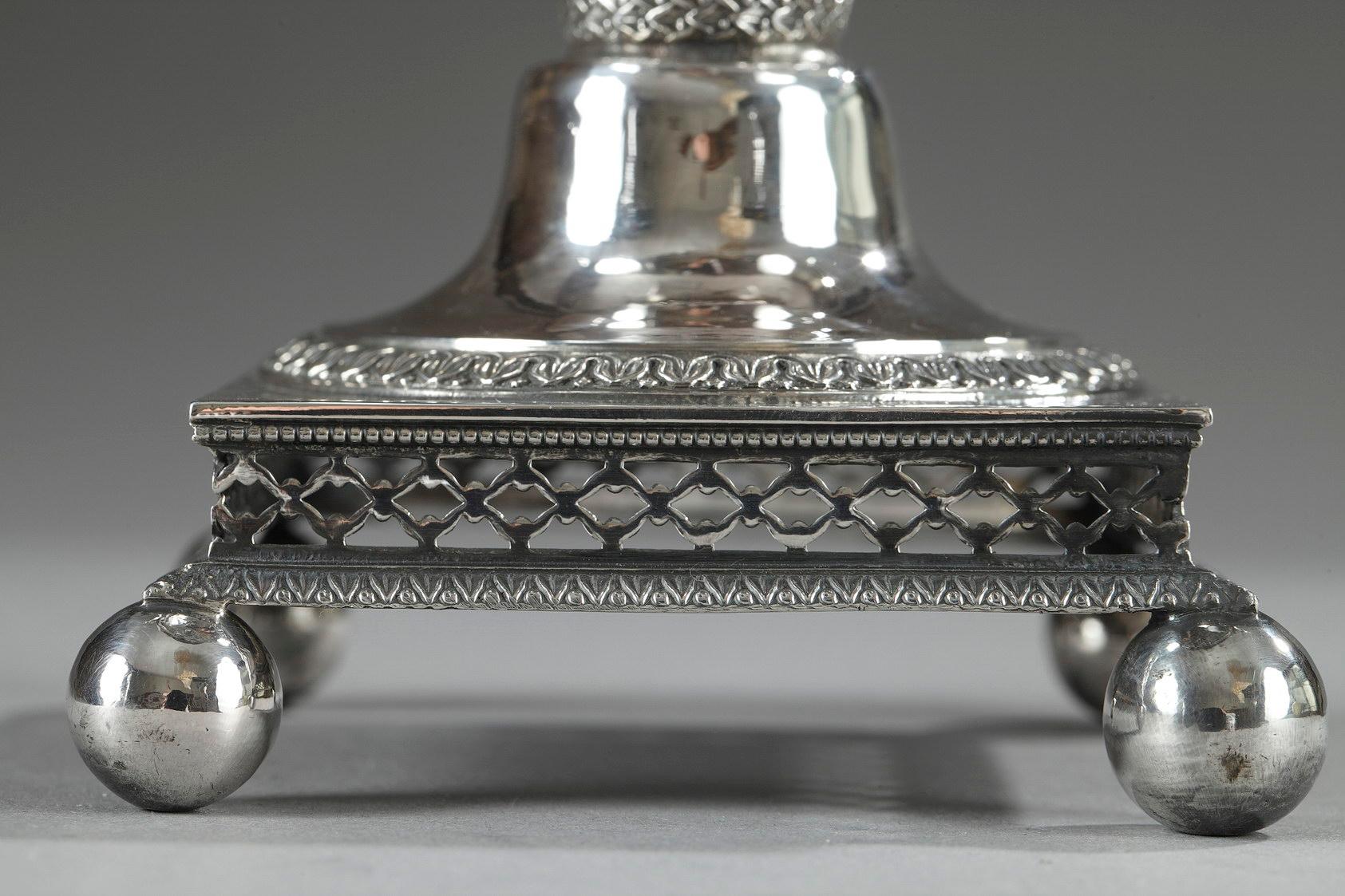 French Restauration Silver and Crystal Candy Dish For Sale 1