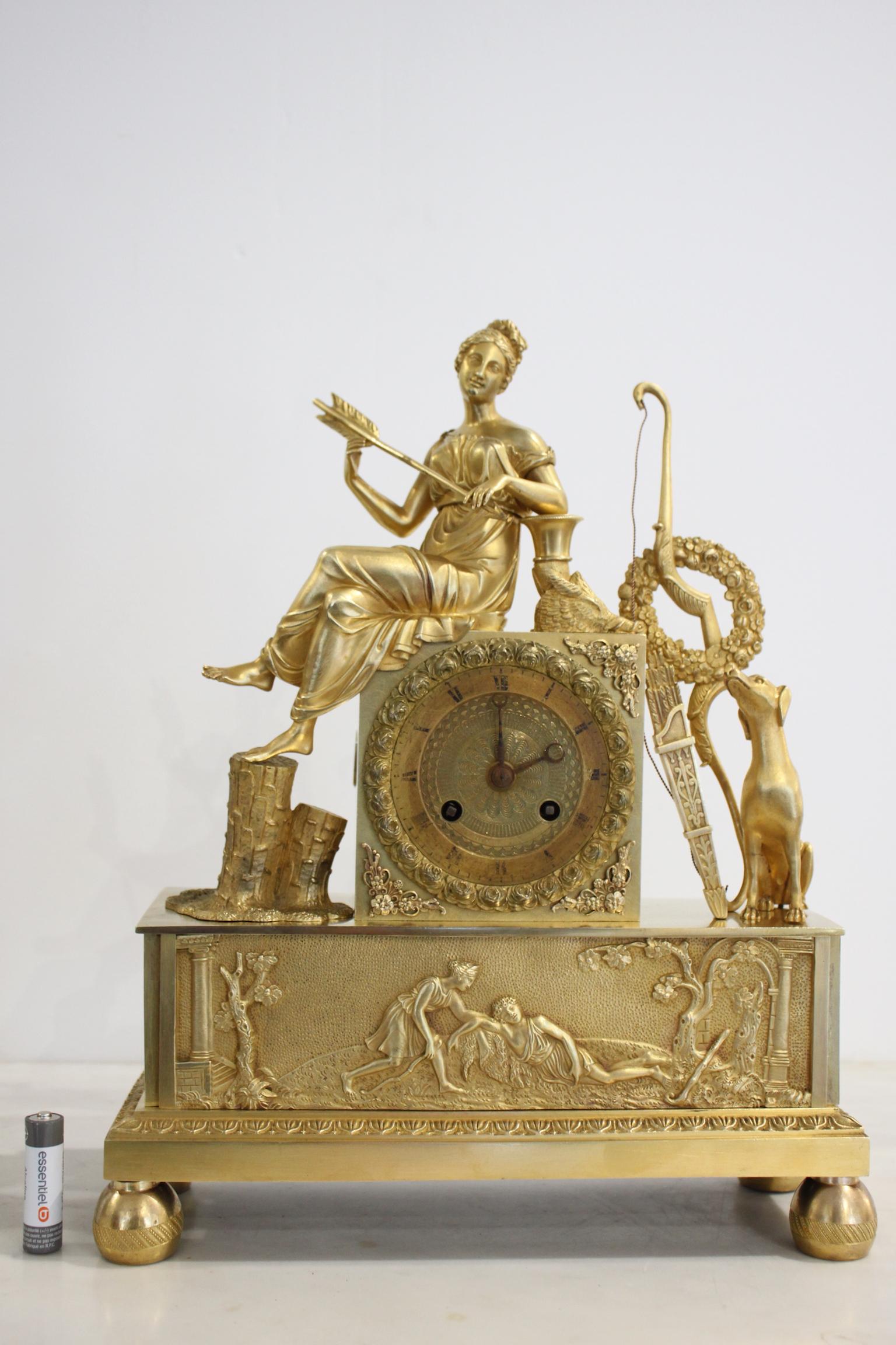 French Restoration Clock Allegory of Hunt 5