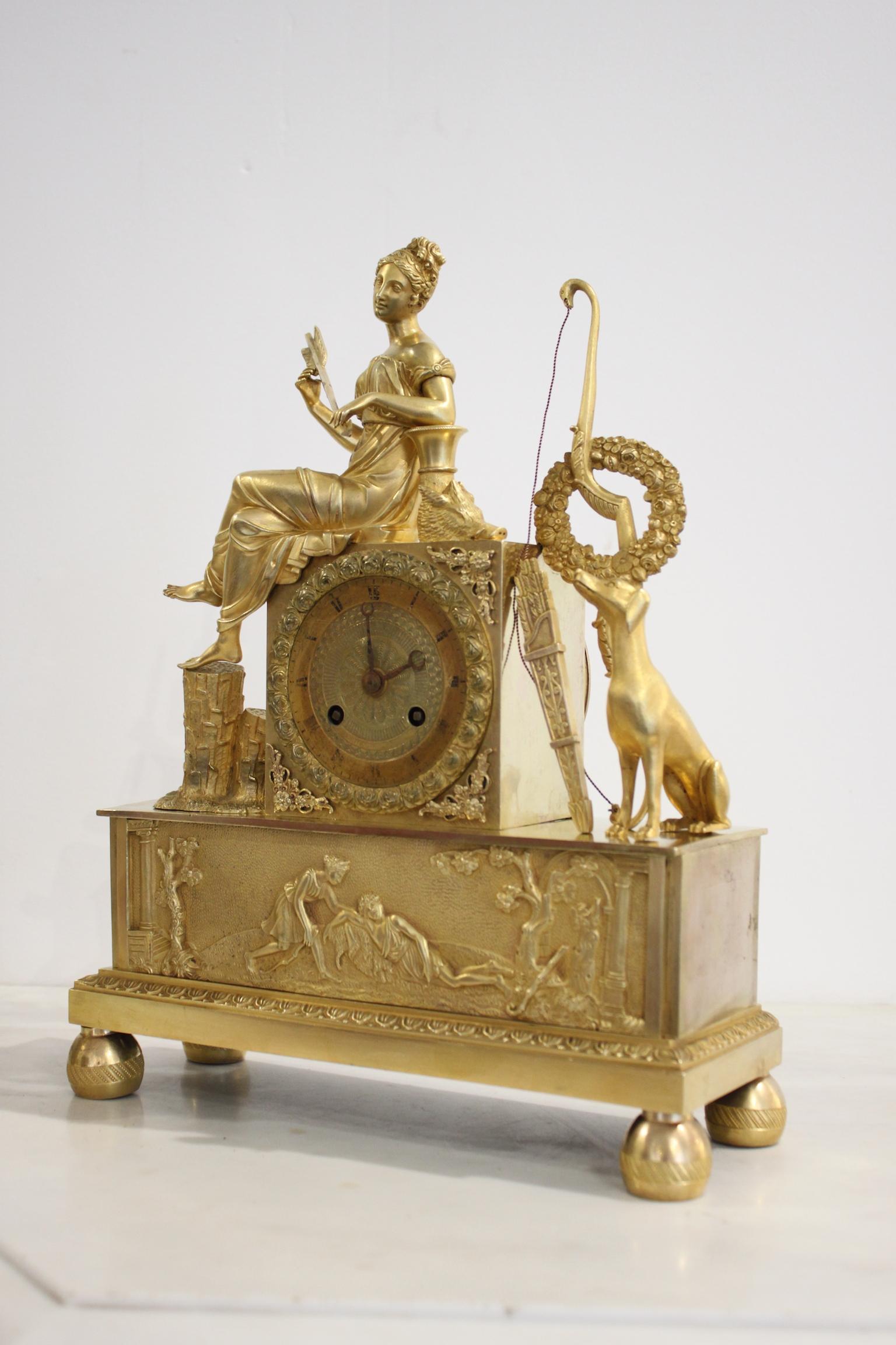 Restauration French Restoration Clock Allegory of Hunt