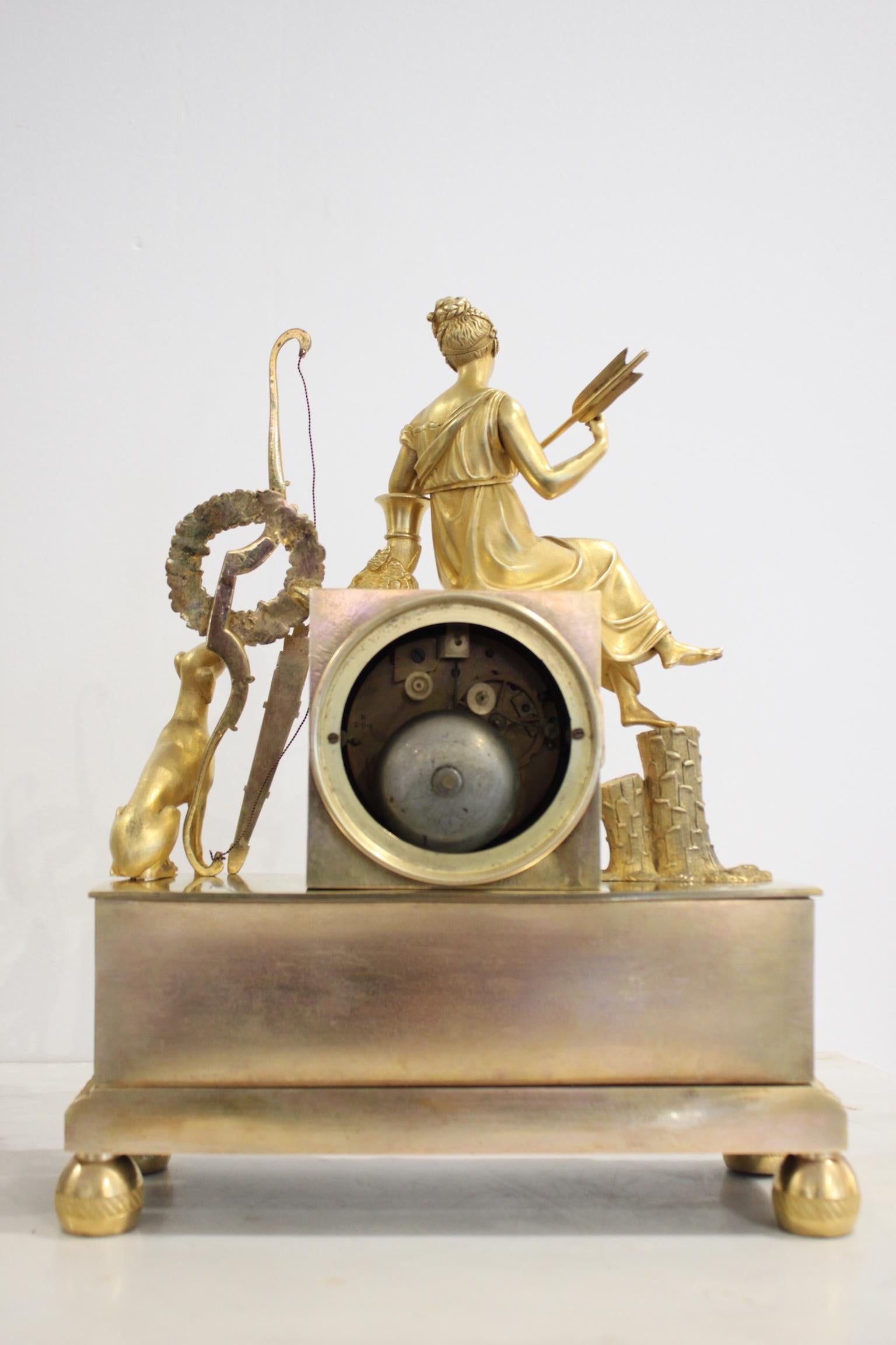 Gilt French Restoration Clock Allegory of Hunt