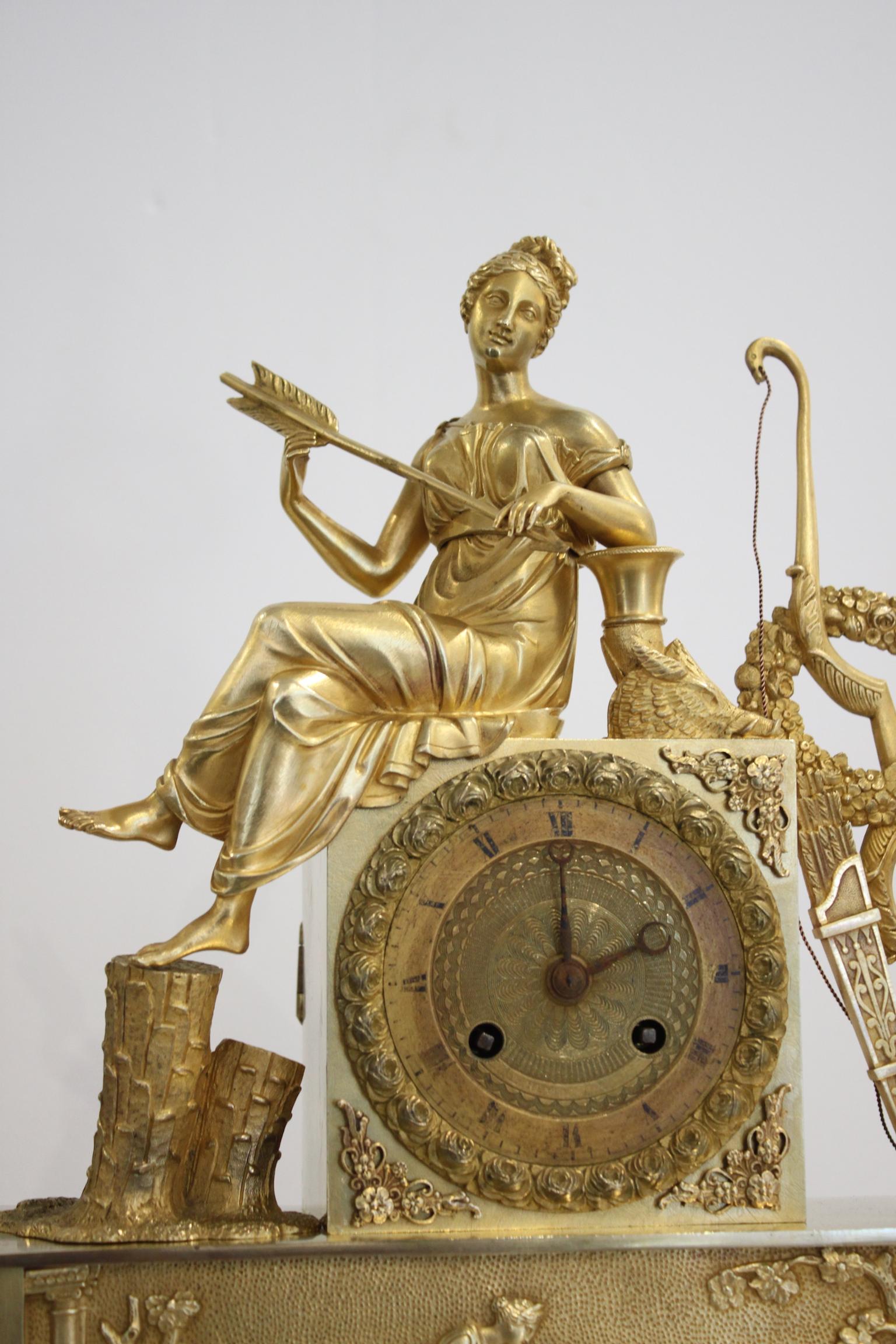 19th Century French Restoration Clock Allegory of Hunt