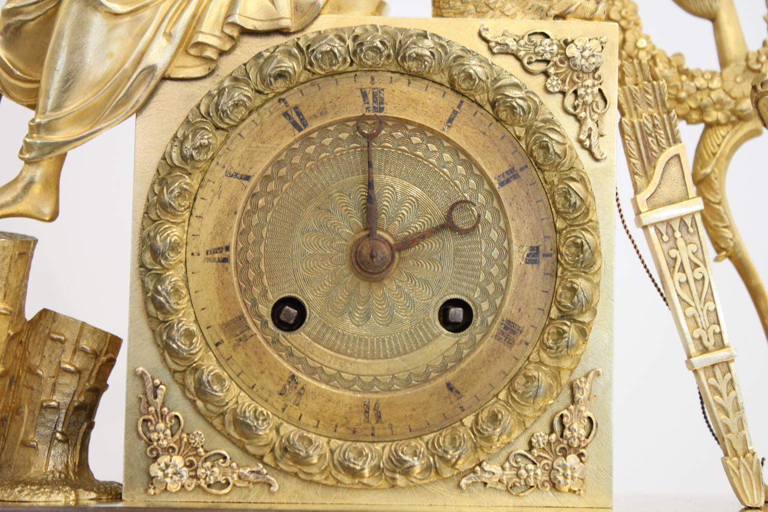 French Restoration Clock Allegory of Hunt 1