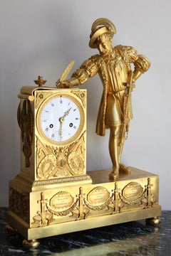 French Restoration Empire Clock Representing François 1er
