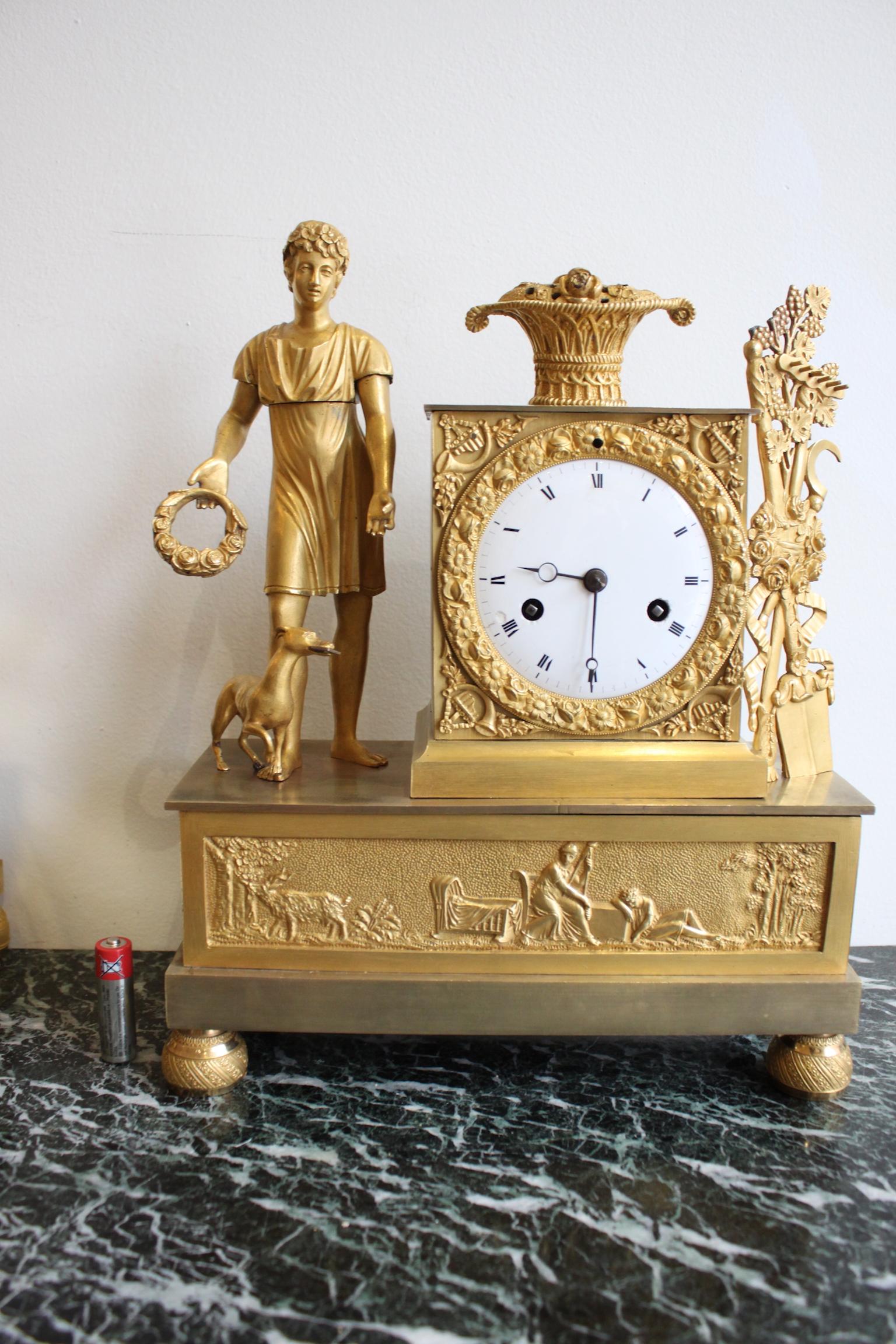 French Restoration Gilt Bronze Clock For Sale 7