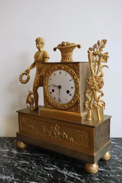 French Restoration Gilt Bronze Clock