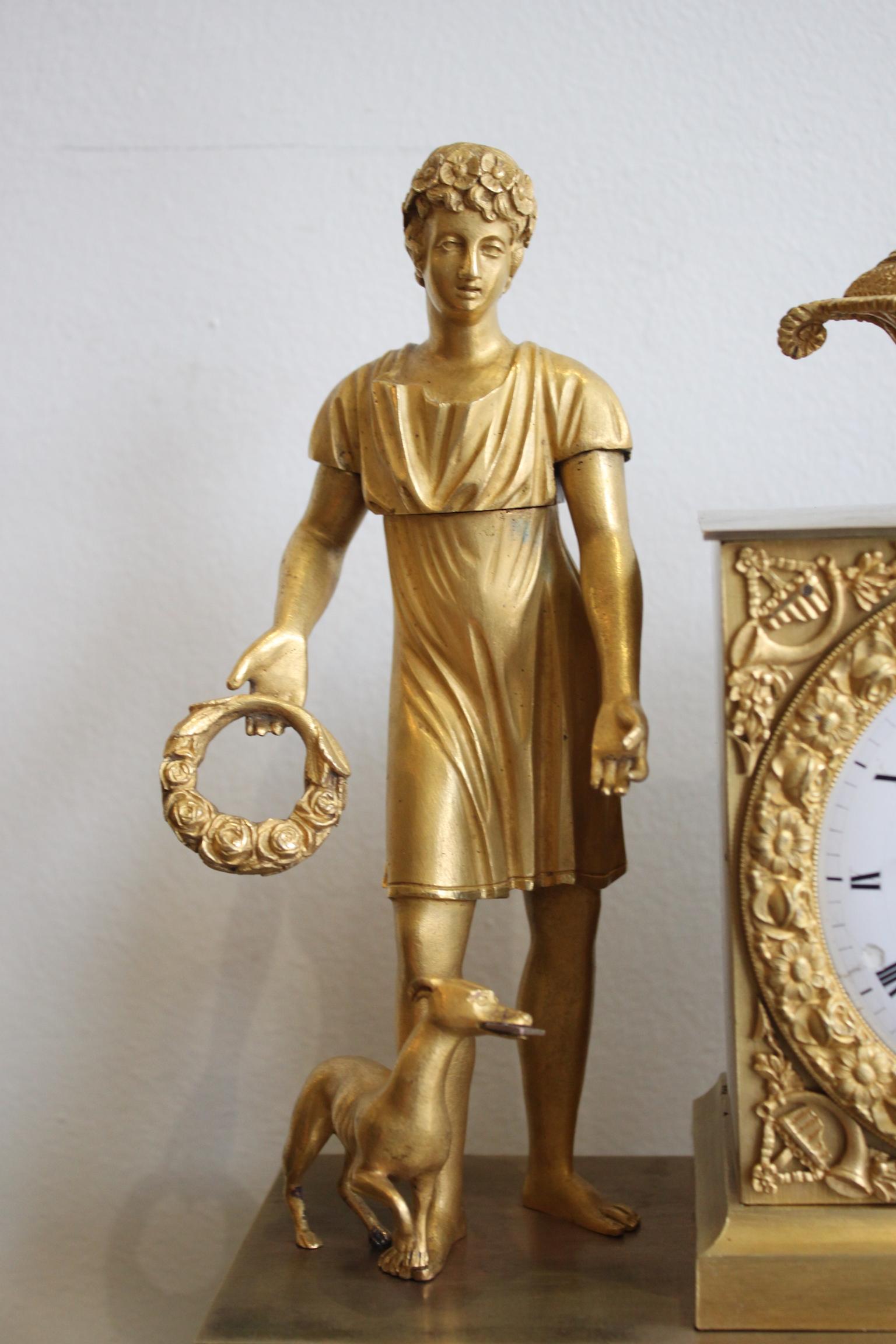 French Restoration Gilt Bronze Clock For Sale 1