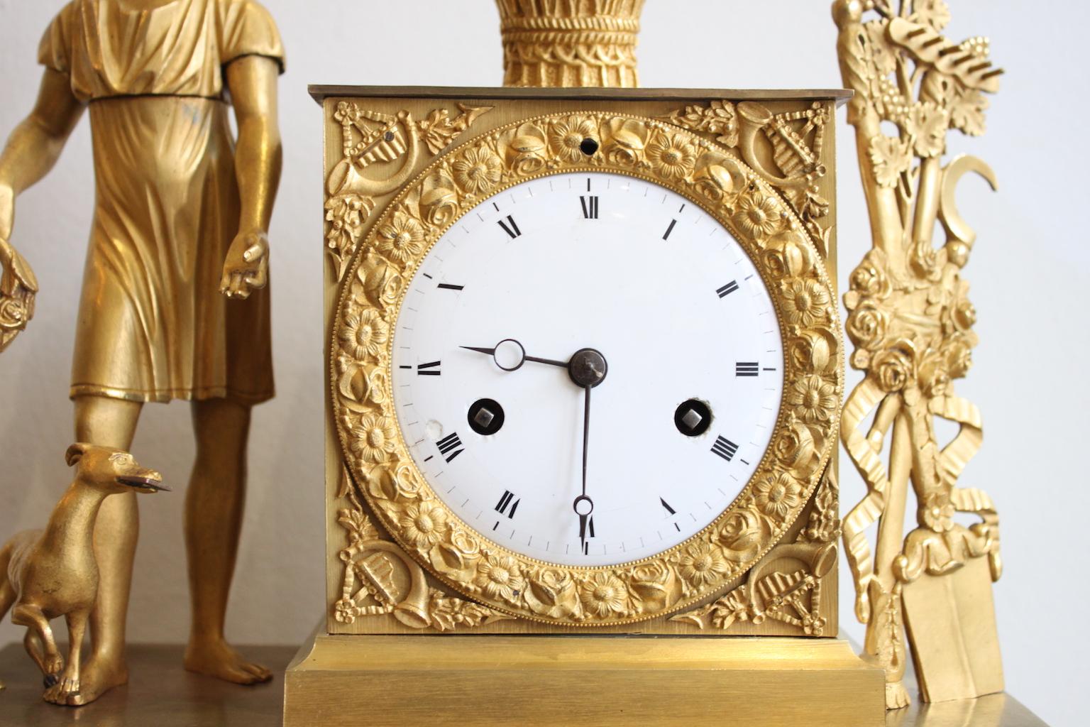 French Restoration Gilt Bronze Clock For Sale 2