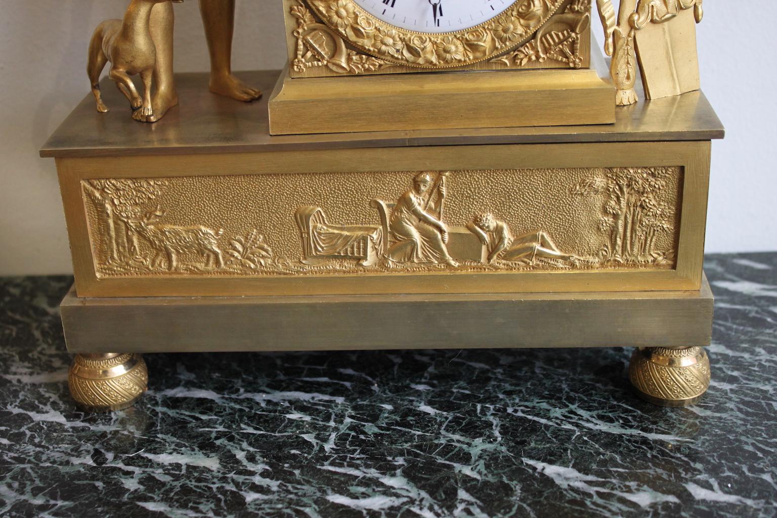 French Restoration Gilt Bronze Clock For Sale 4