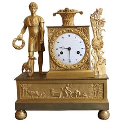 French Restoration Gilt Bronze Clock