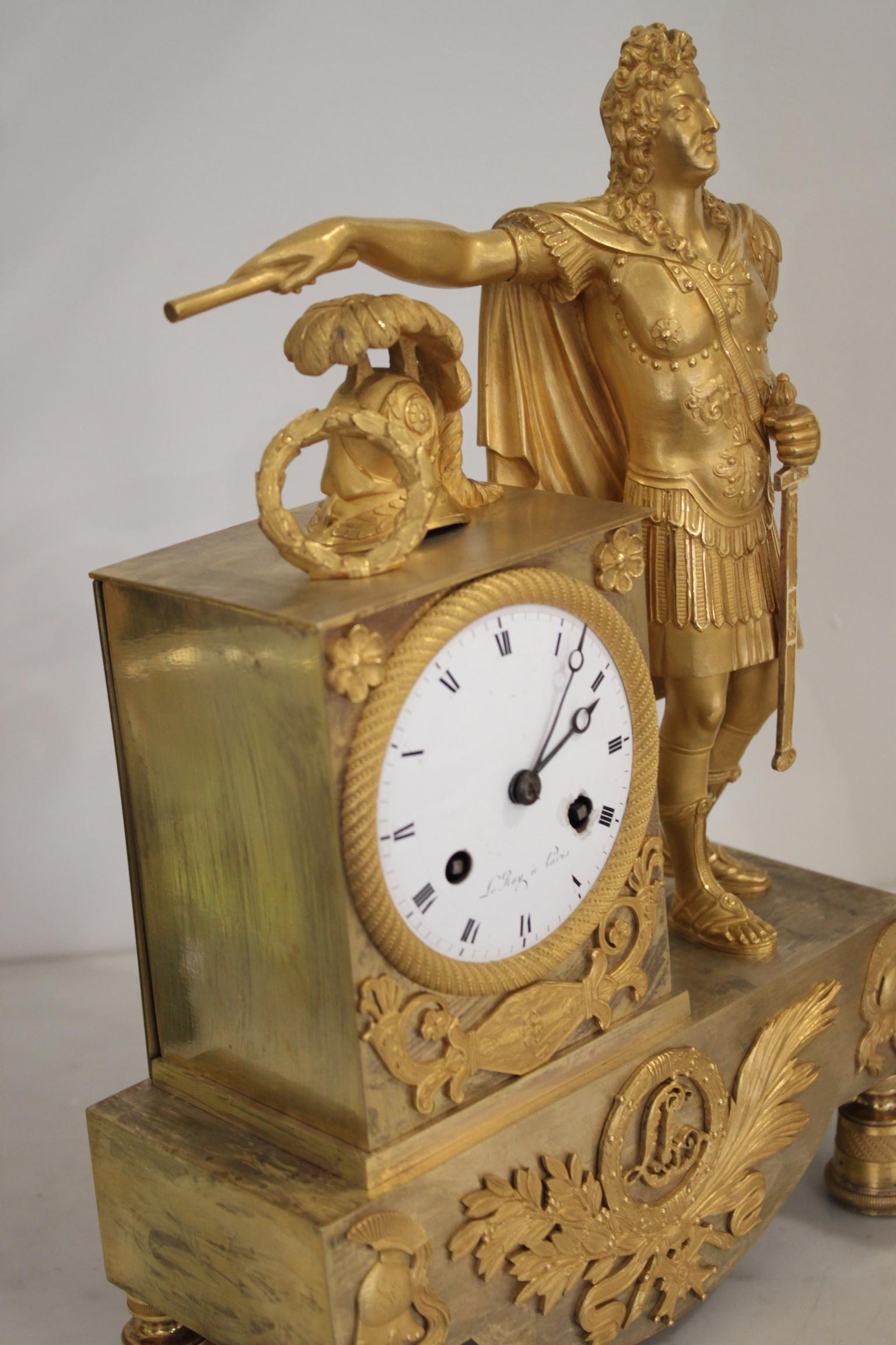 French Restoration Gilt Bronze Clock Louis XIV as Emperor 6