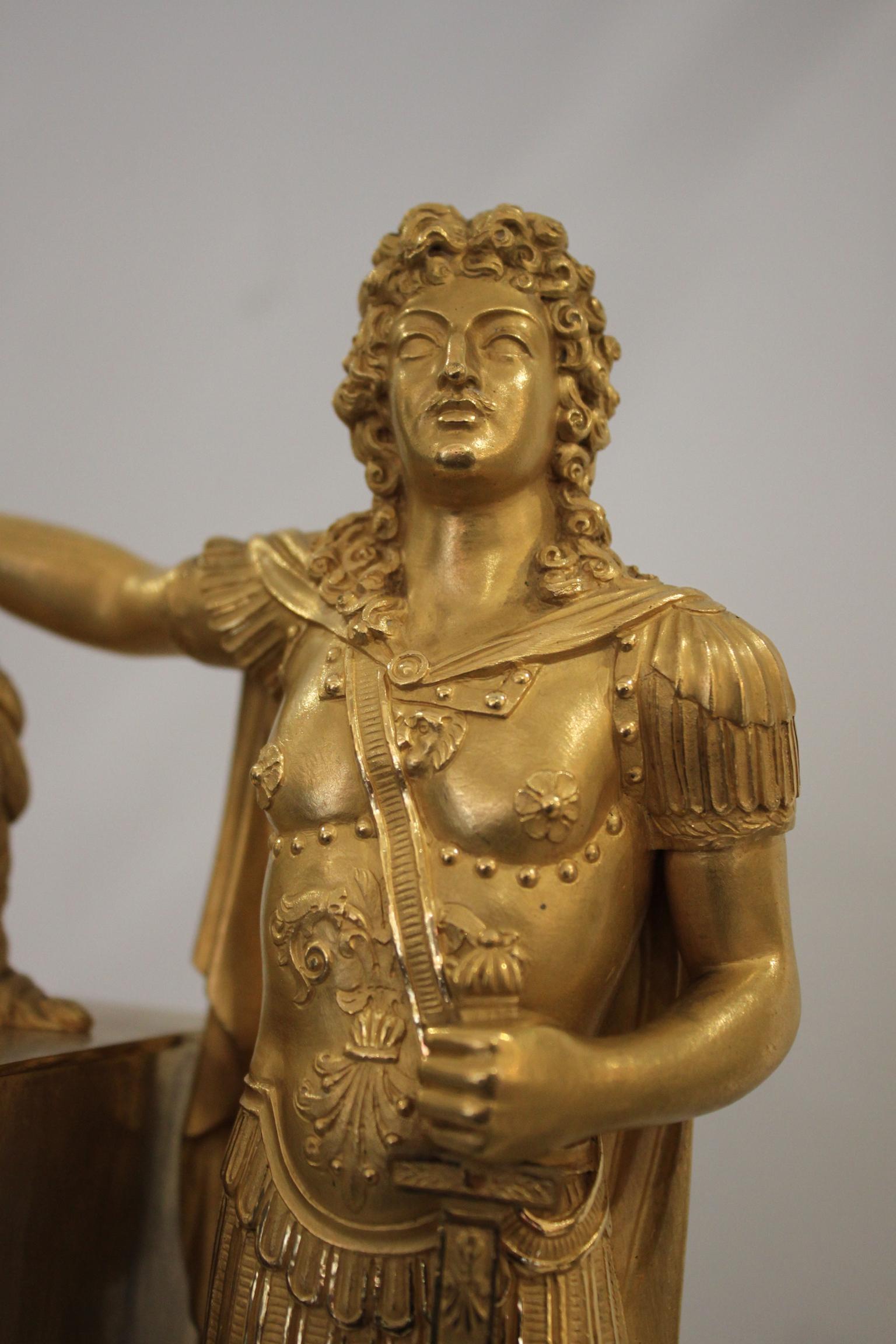 French Restoration Gilt Bronze Clock Louis XIV as Emperor 1