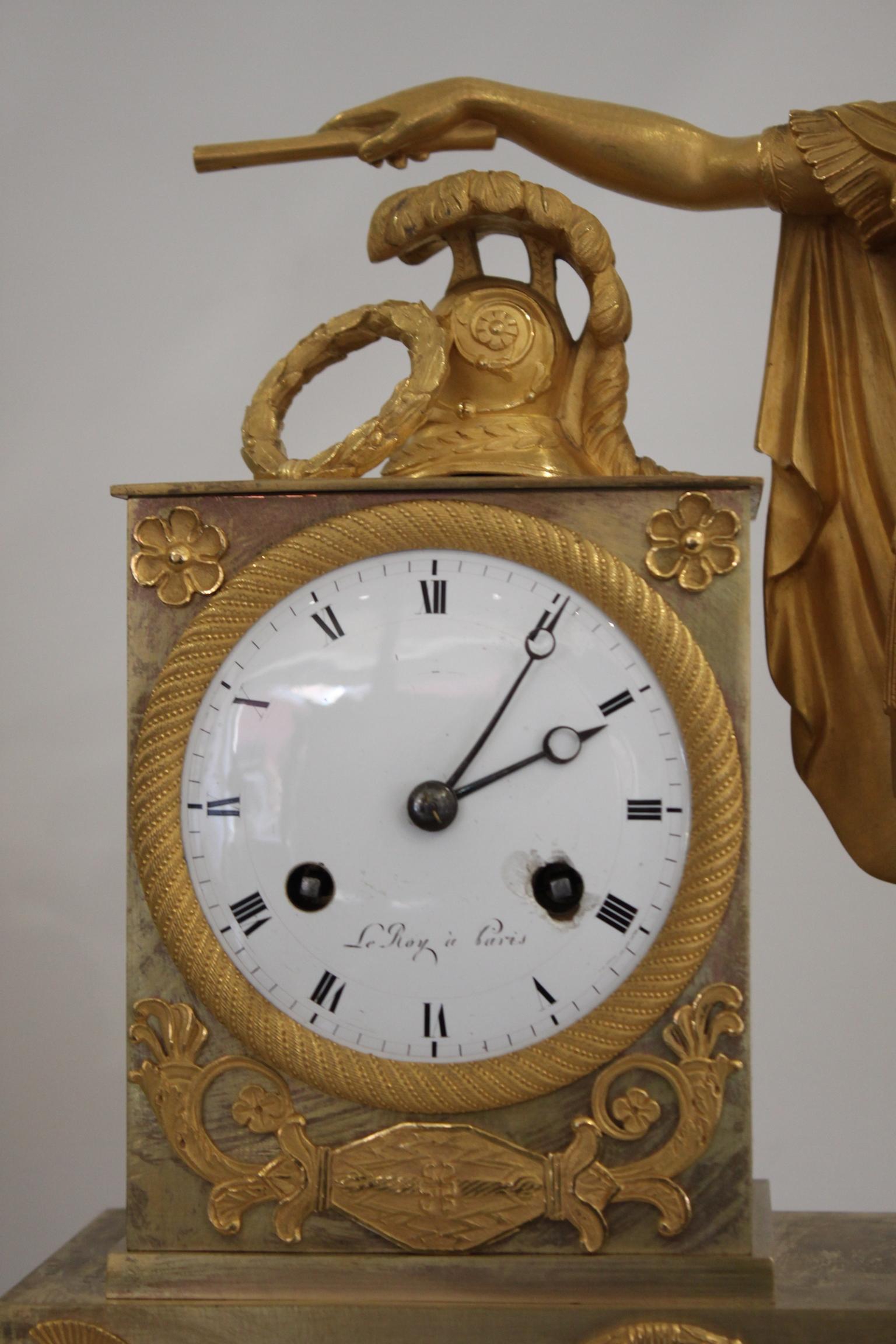 French Restoration Gilt Bronze Clock Louis XIV as Emperor 3
