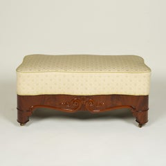 French Restoration Mahogany and Upholstered Serpentine Bench